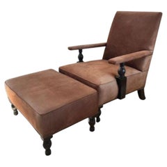 Large Ultrasuede Library Chair and Ottoman