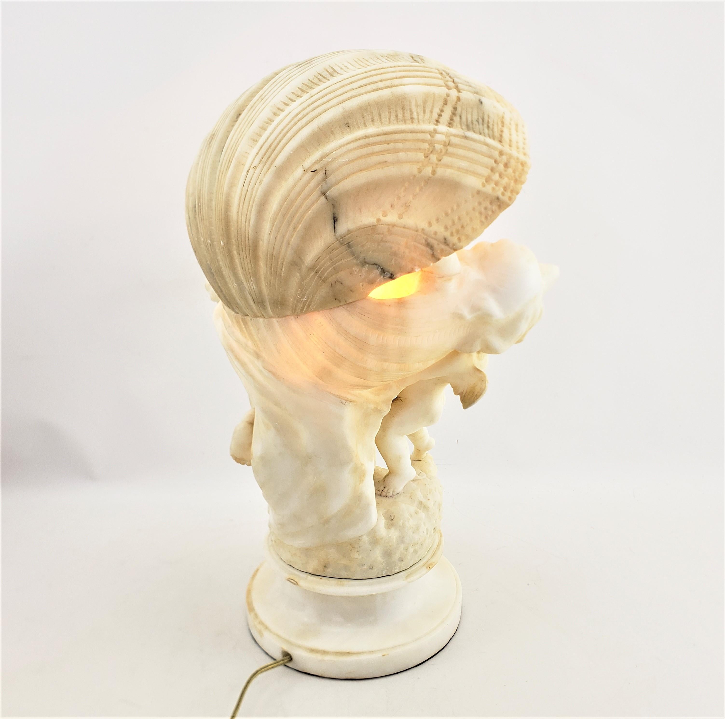 Large Umberto Stiaccini Carved Alabaster 'La Perla' Lighted Sculpture or Lamp For Sale 1