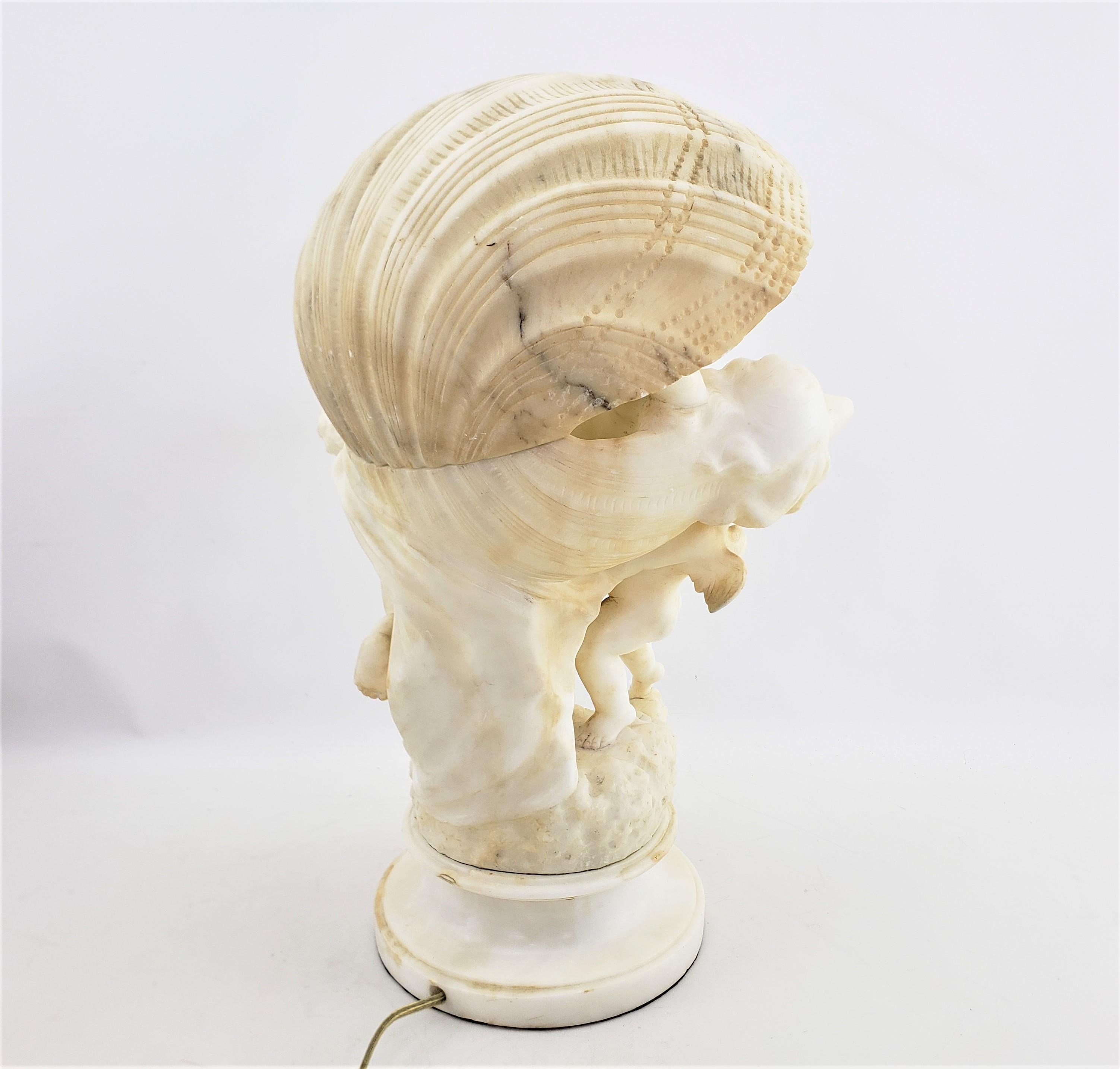 Große geschnitzte Alabaster-Skulptur „La Perla“ von Umberto Stiaccini, beleuchtet im Angebot 4