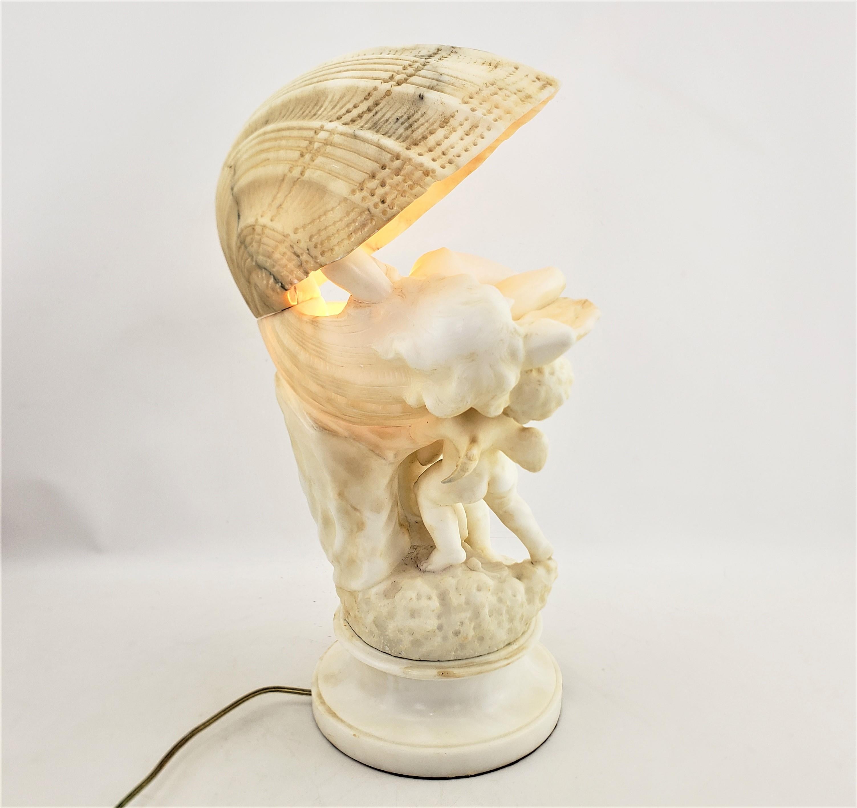 Large Umberto Stiaccini Carved Alabaster 'La Perla' Lighted Sculpture or Lamp For Sale 3