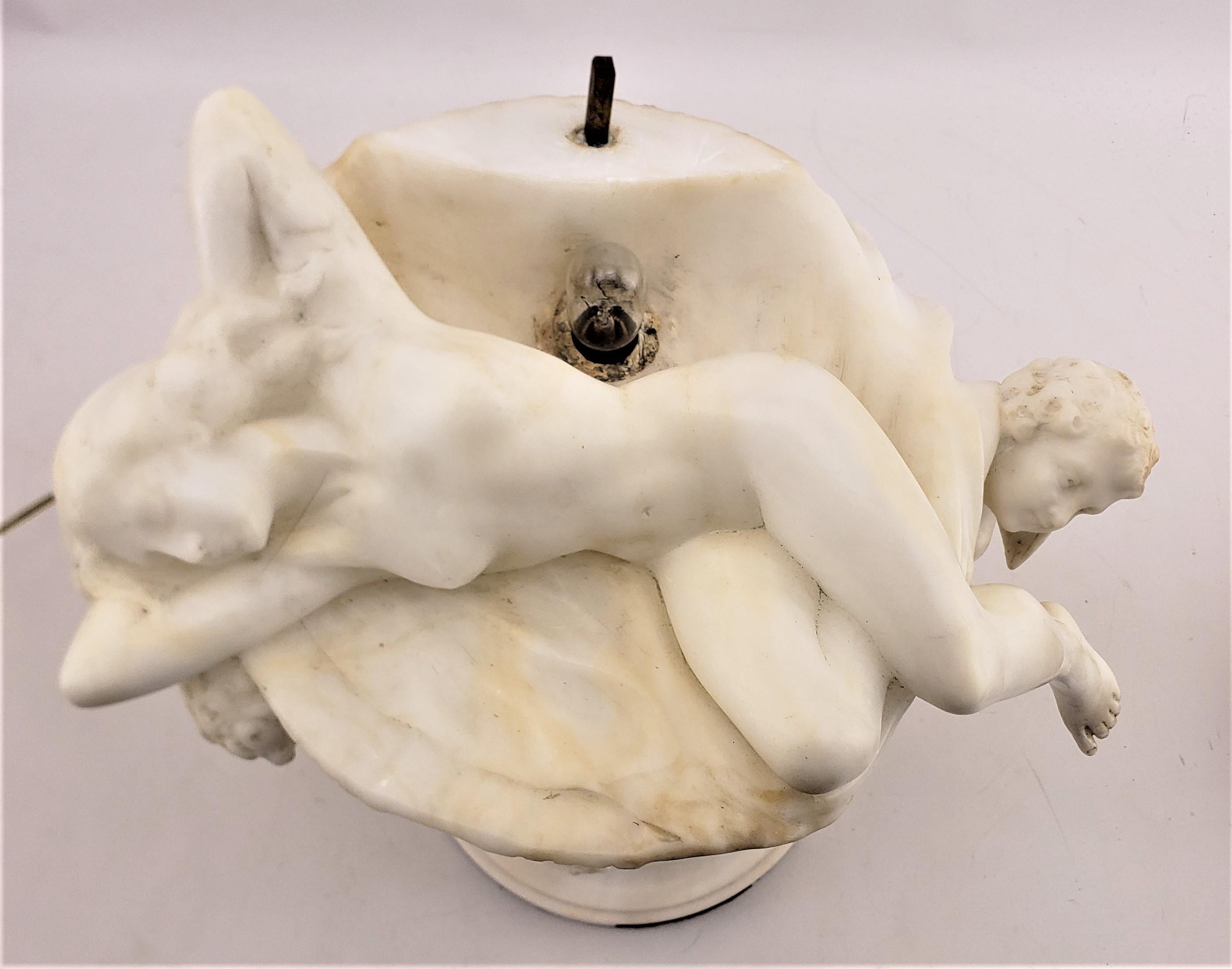 Large Umberto Stiaccini Carved Alabaster 'La Perla' Lighted Sculpture or Lamp For Sale 4