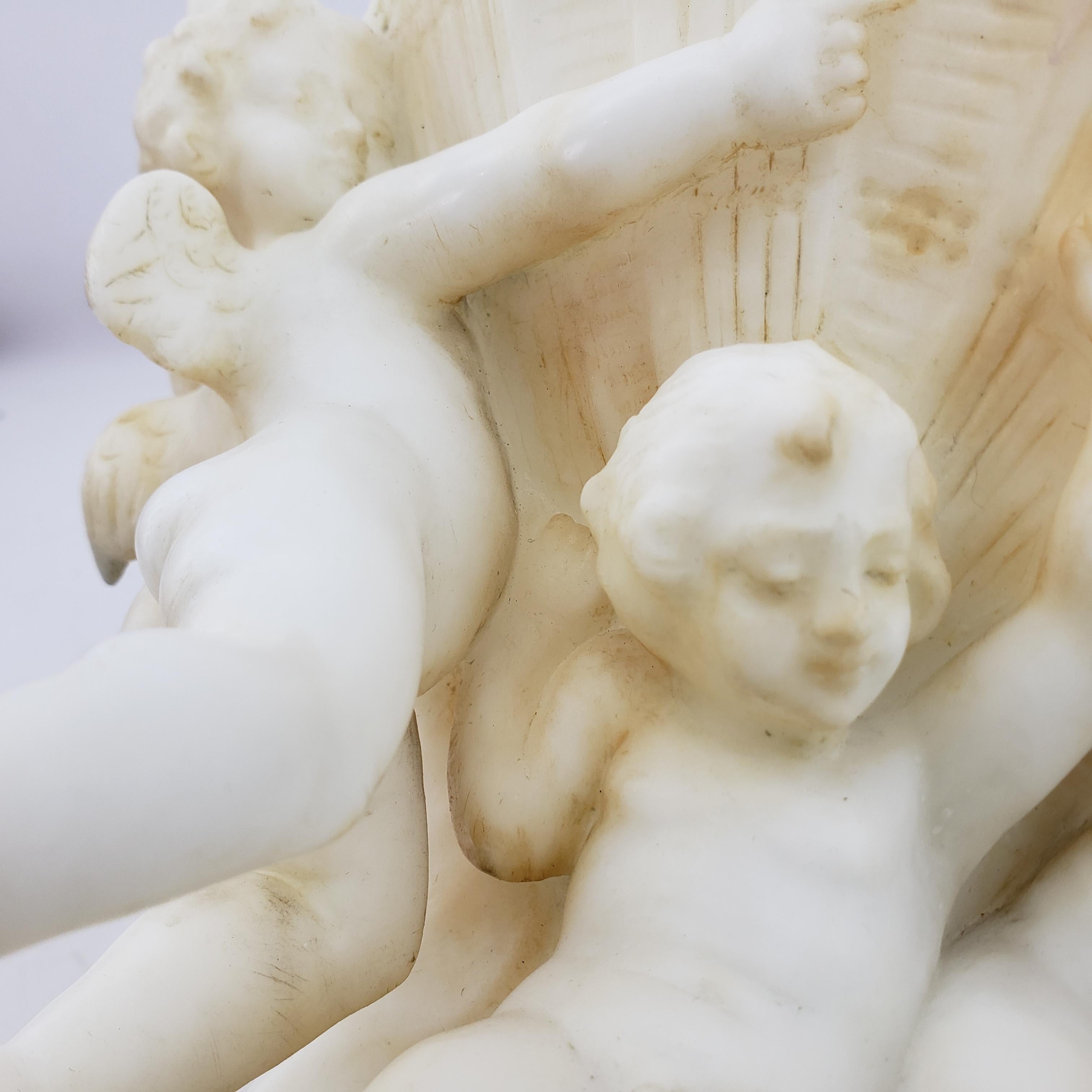 Large Umberto Stiaccini Carved Alabaster 'La Perla' Lighted Sculpture or Lamp For Sale 6