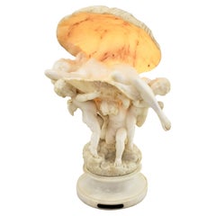 Grande scultura o lampada in alabastro intagliato "La Perla" di Umberto Stiaccini