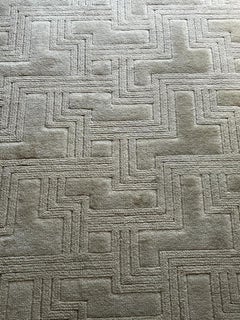 Large unbleached wool rug Manufacture de Cogolin 1970