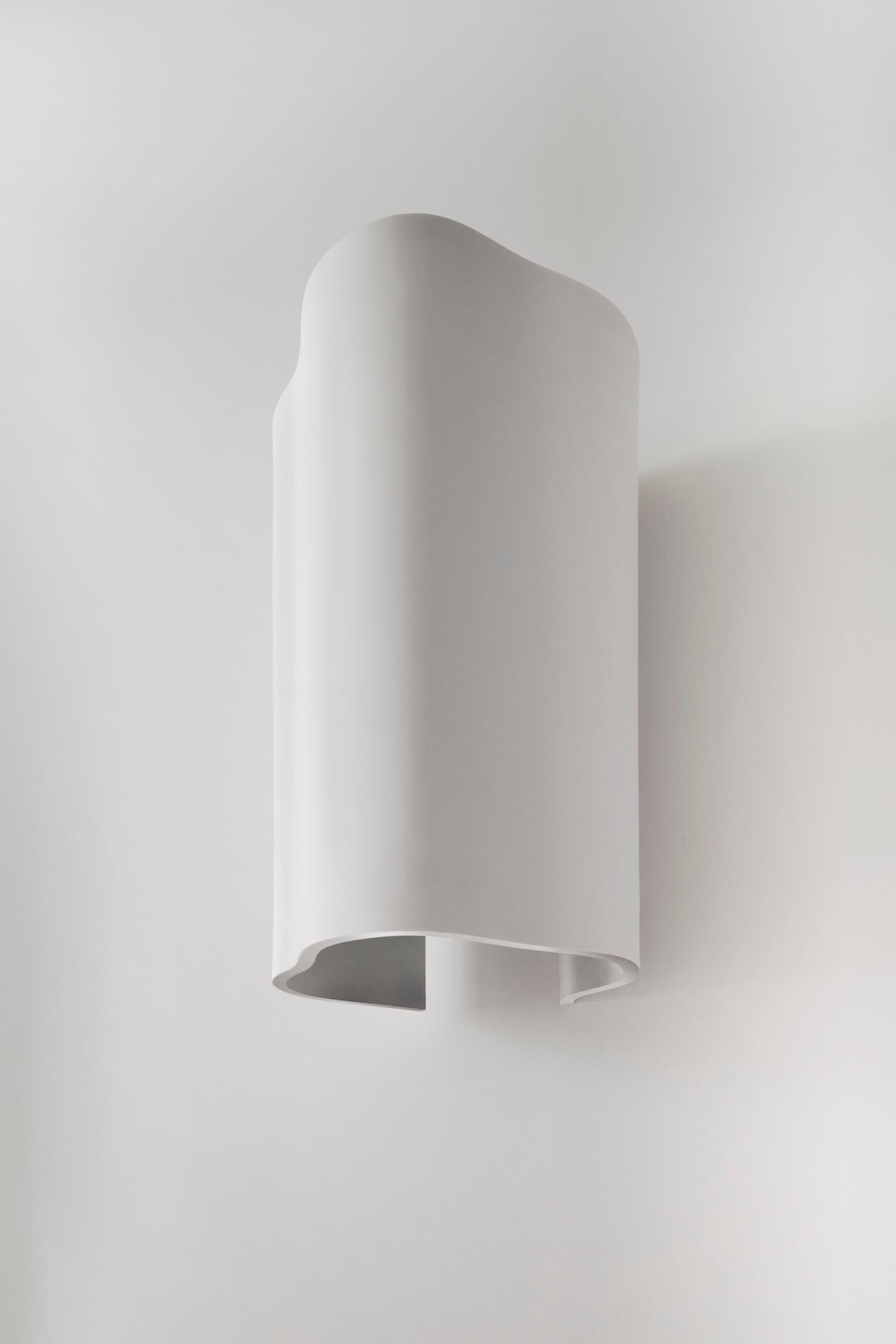 Contemporary Large Undulating Sculptural Wall Sconce in White Corian For Sale