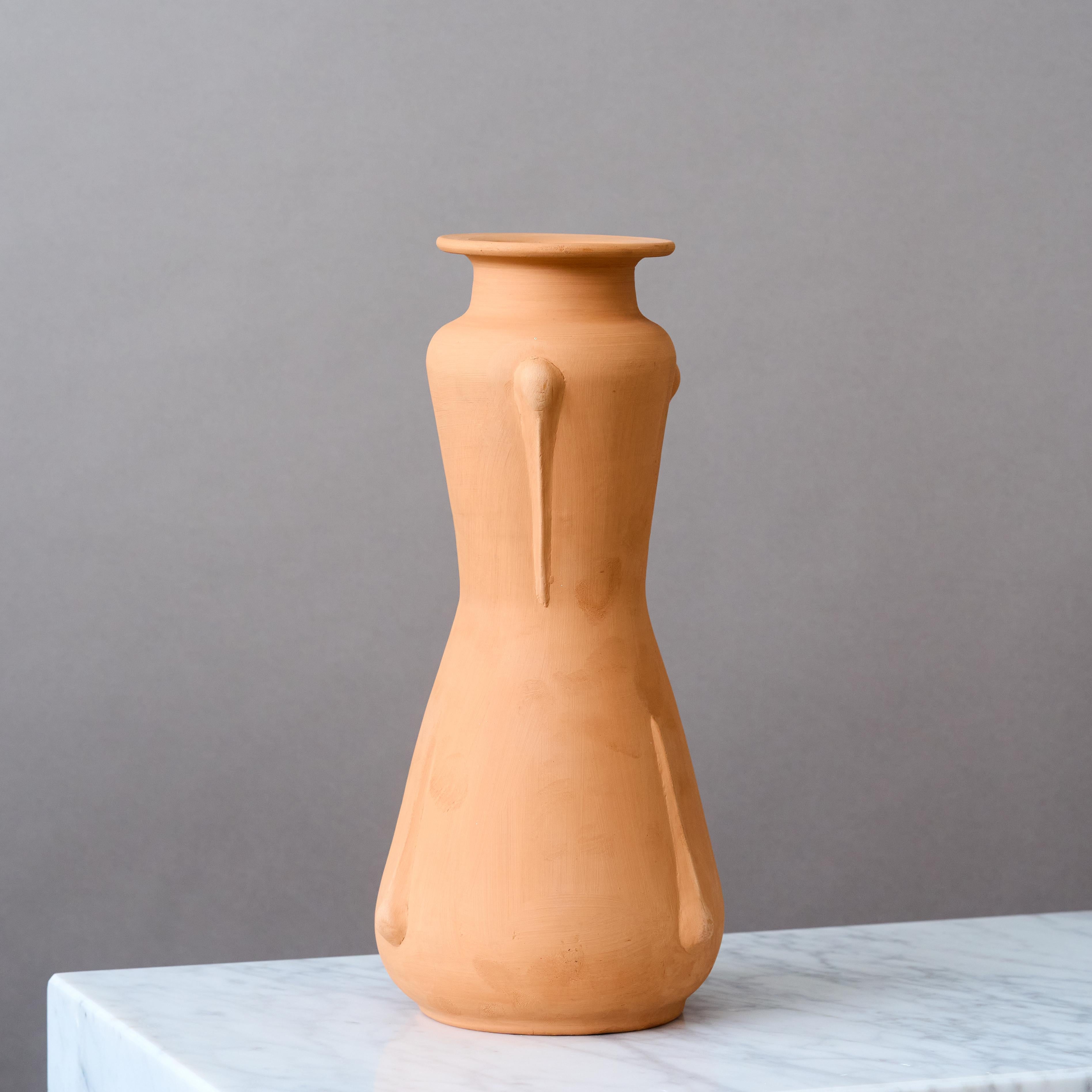 Swedish Large Unglazed Art Deco Ceramic Vase by Ewald Dahlskog, Bo Fajans, Sweden, 1930s For Sale