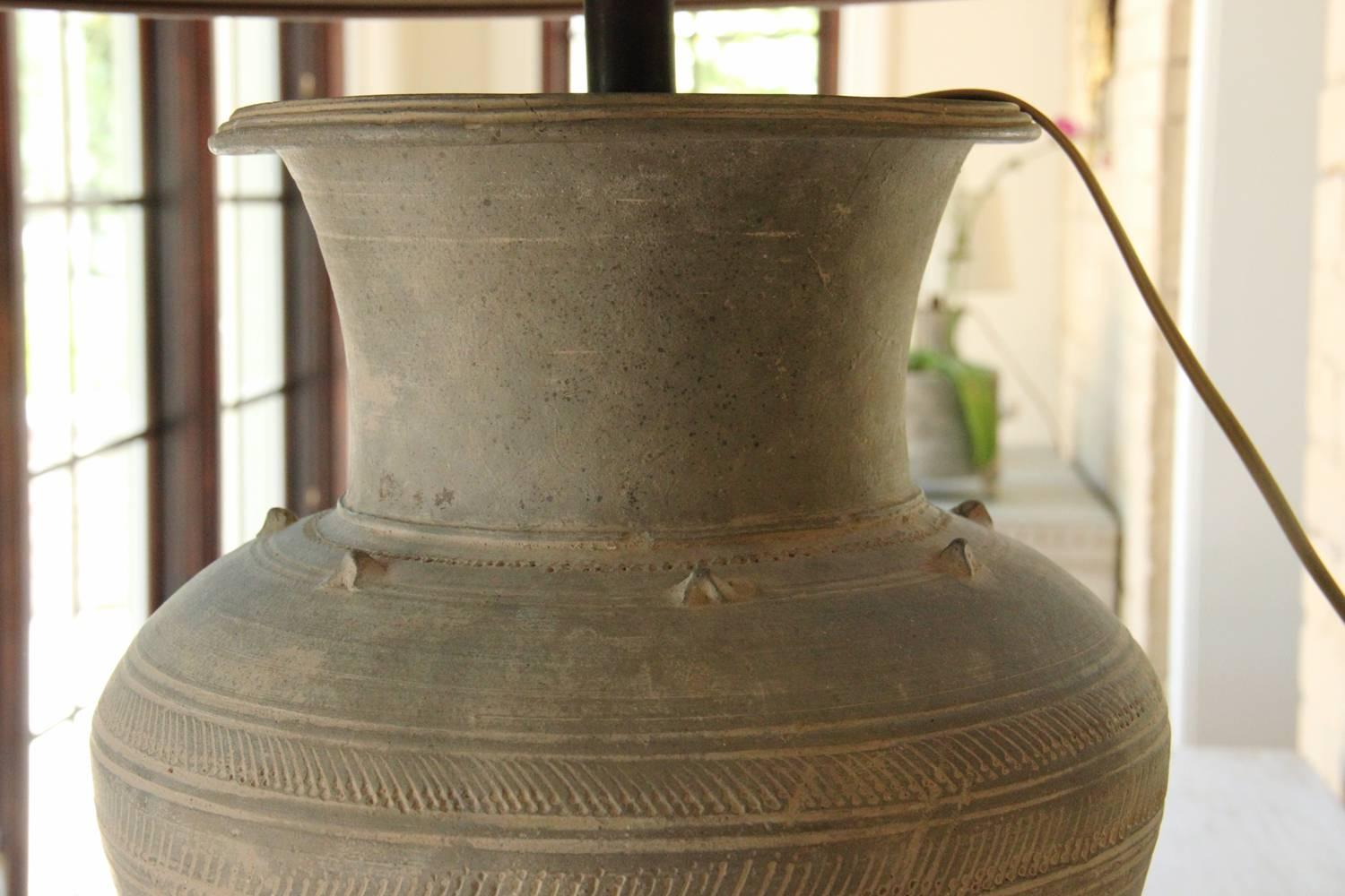 Large Unglazed Khmer Vase as Table Lamp 3
