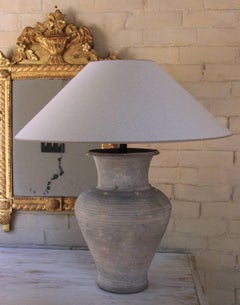 Large Unglazed Khmer Vase as Table Lamp