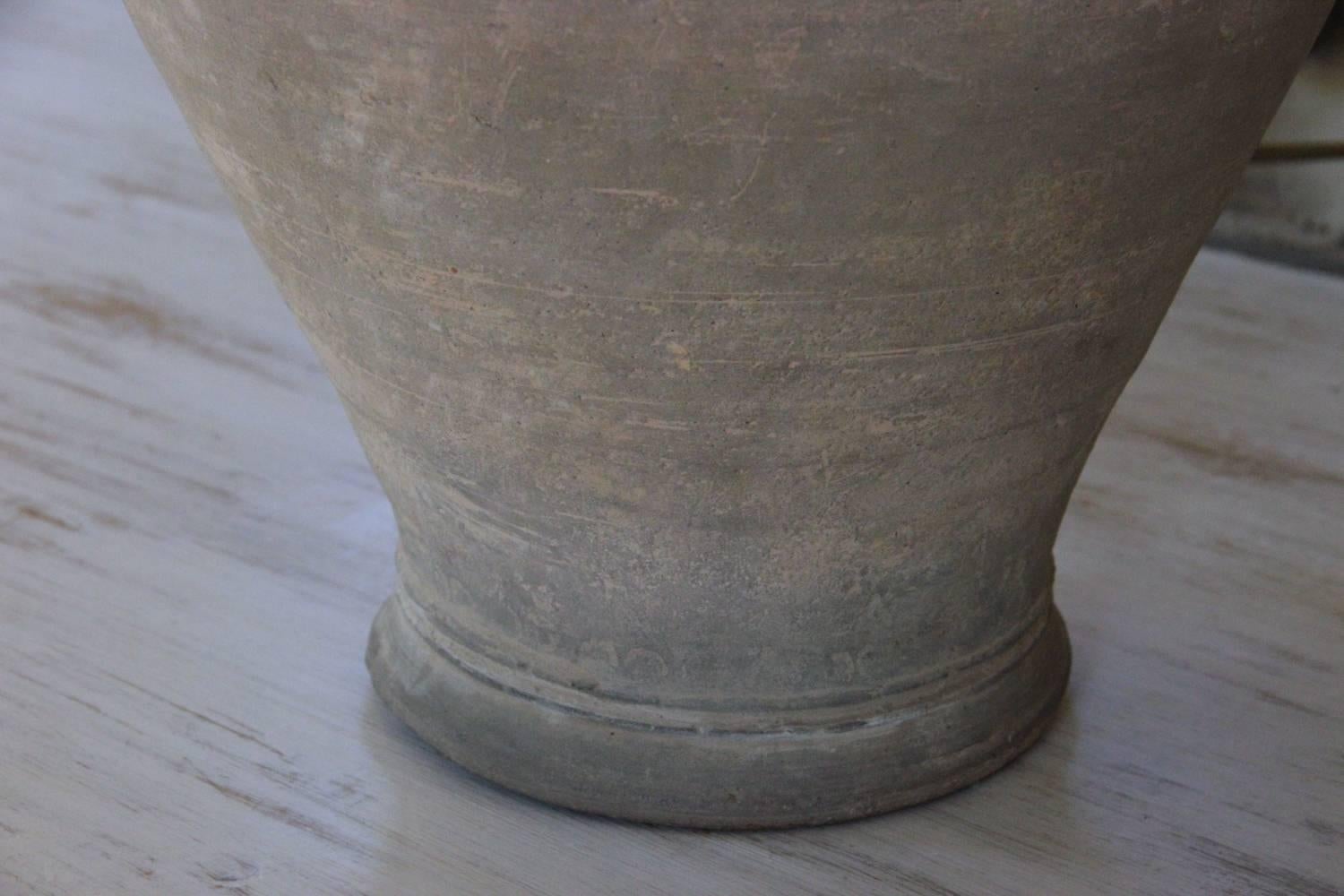 Large Unglazed Khmer Vase as Table Lamp 2