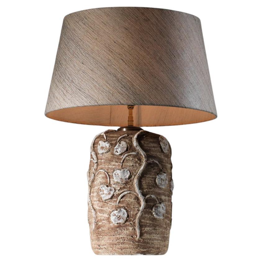 Large unidentified 40's ceramic lamp base with floral decor For Sale