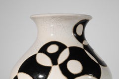 Vaso grande in ceramica beige e nera non identificato - J656