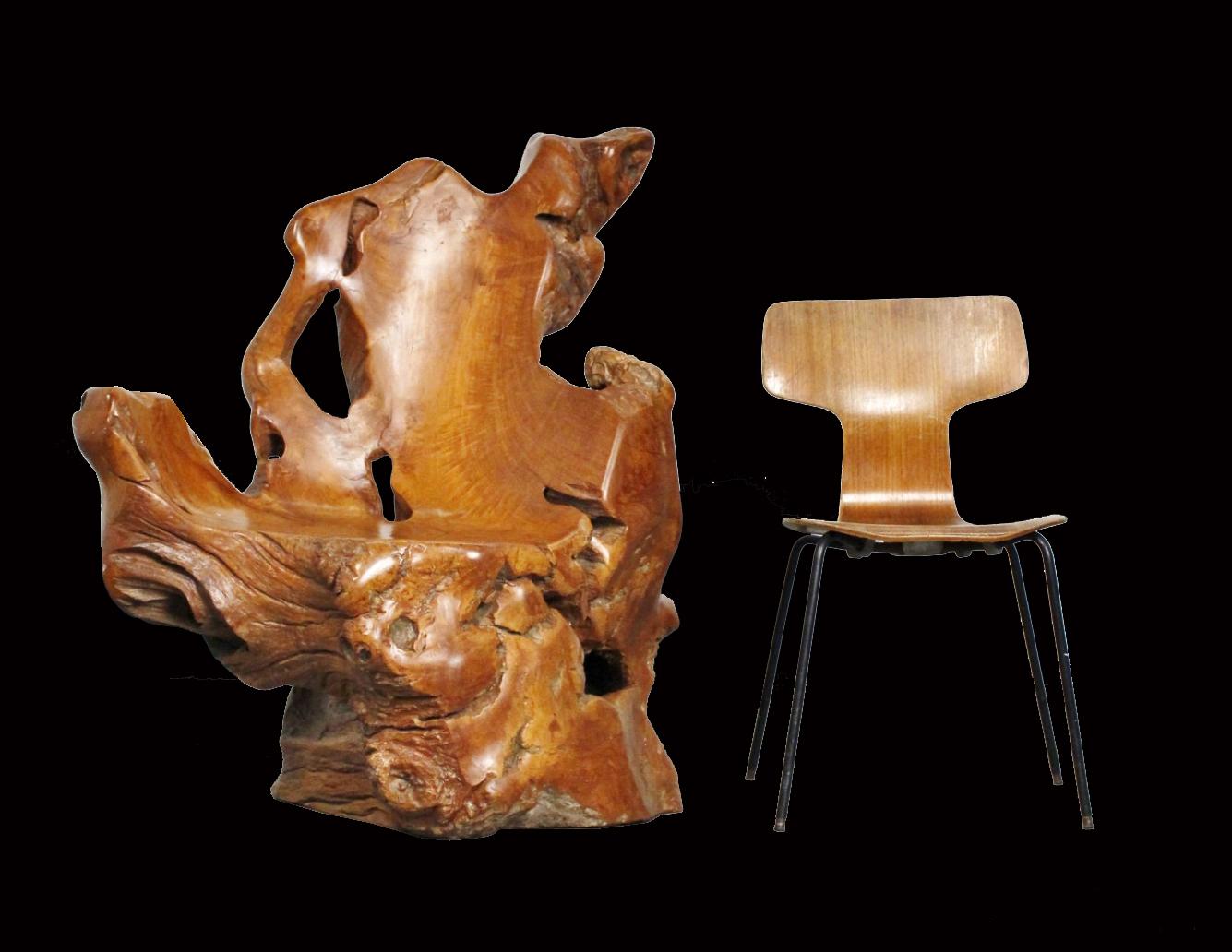 Contemporary Large Unique Carved Root Chair