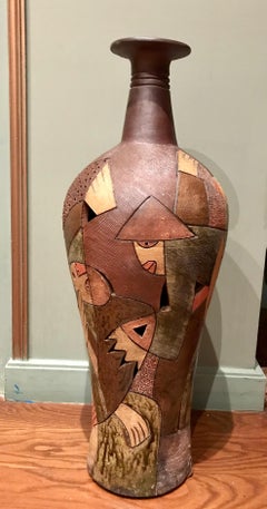 Large Unique Ceramic Enameled Lighting Sculpture, 1960