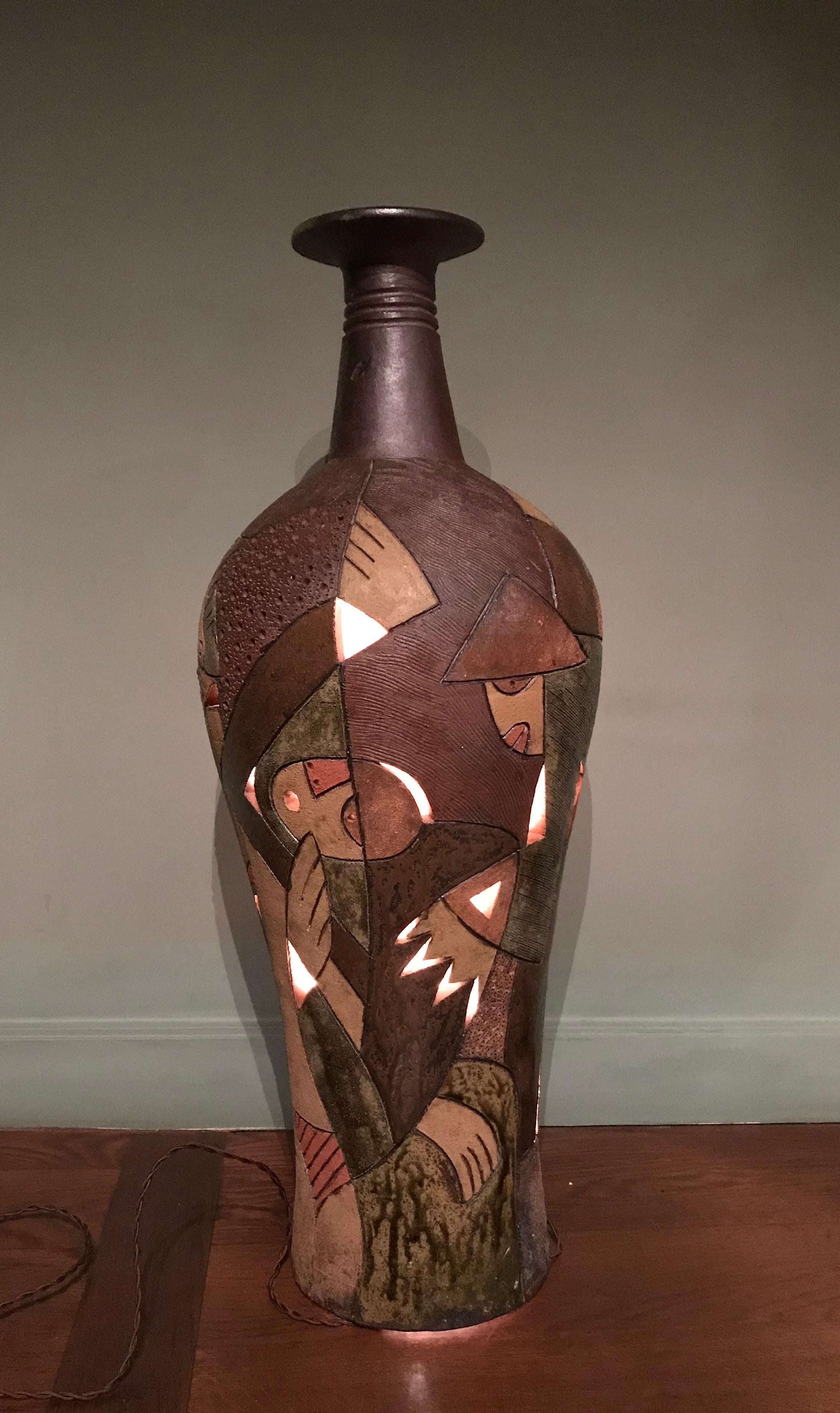 Large Unique Ceramic Enameled Lighting Sculpture, 1960 For Sale 2