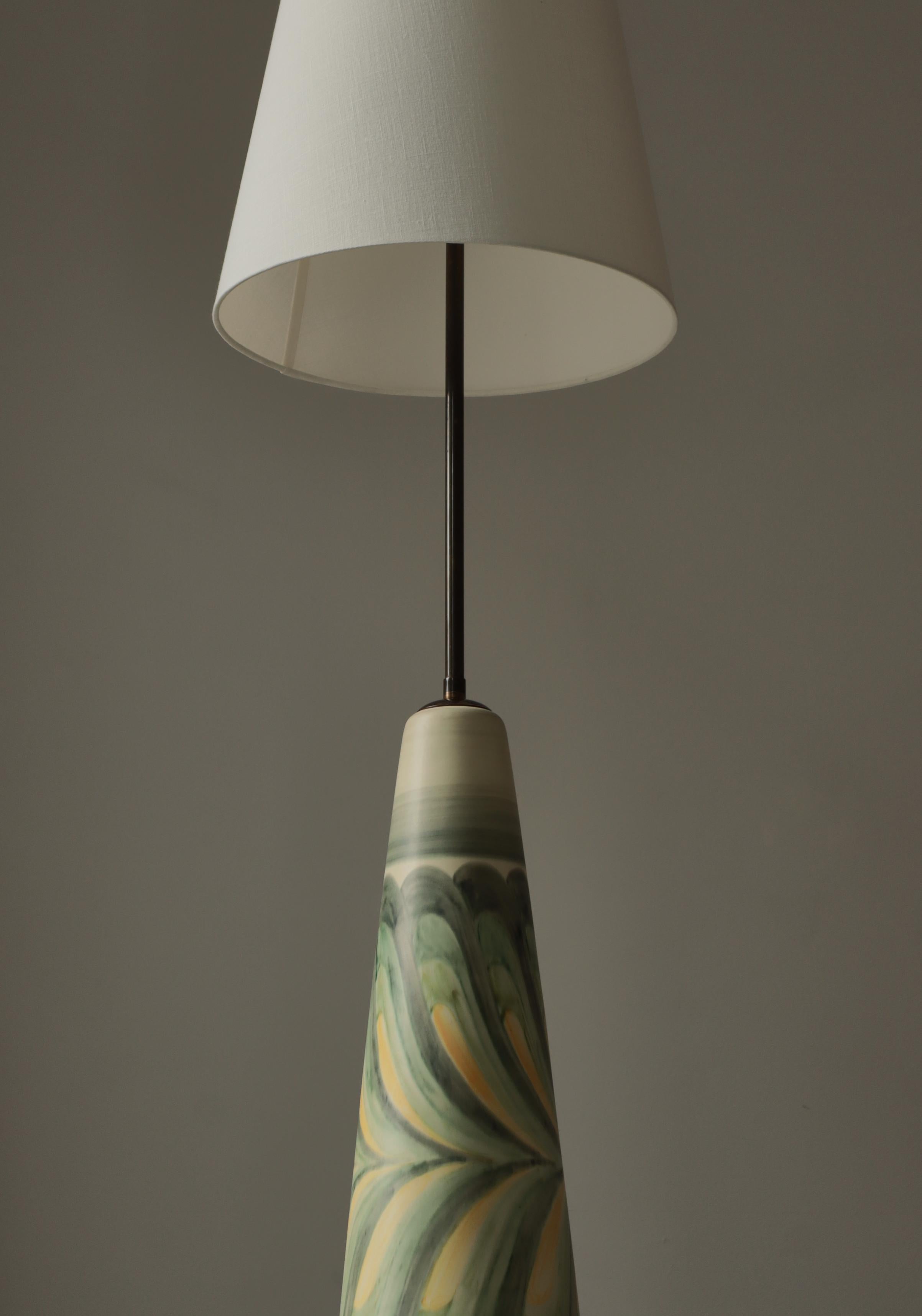 Brass Large Unique Ceramic Floor Lamp by Rigmor Nielsen, Søholm, 1960s, Danish Modern For Sale