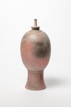 large unique decorative handmade grey smoked ceramic box by ATOI circa 2010