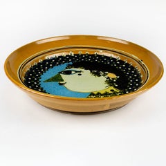 Gran plato único de cerámica pintada a mano por Bjørn Wiinblad, Dinamarca, 1970