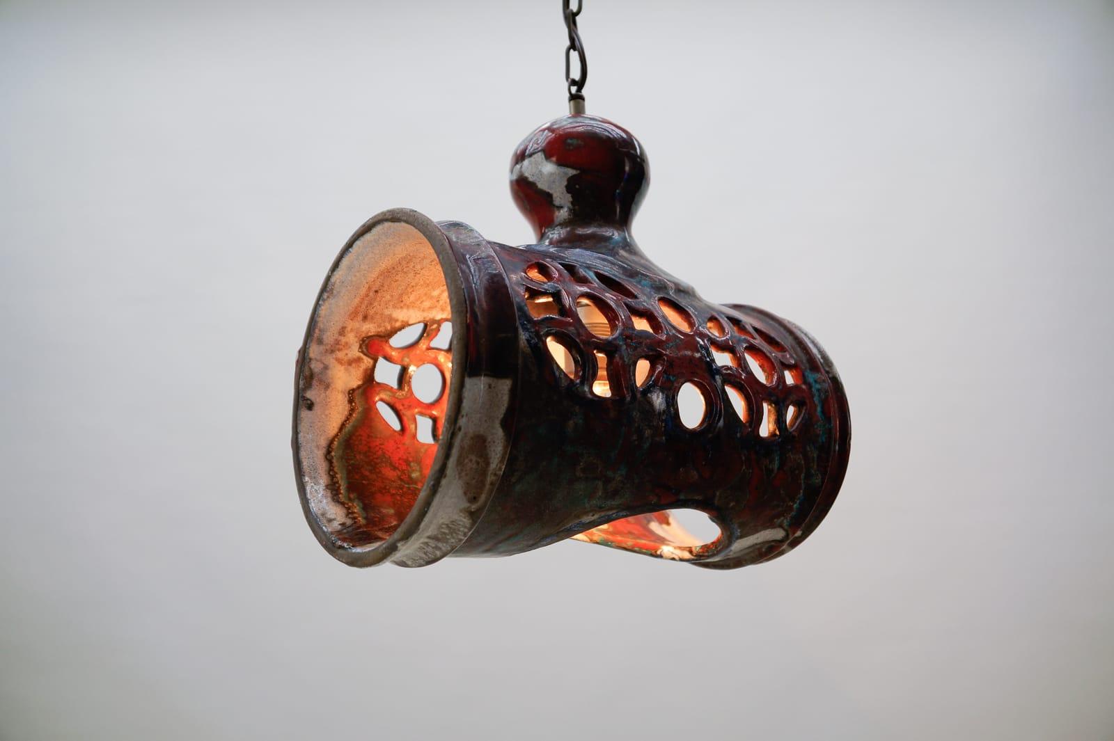 Large Unique Handmade Ceramic Hanging Lamp from the 1960s, Italy For Sale 4