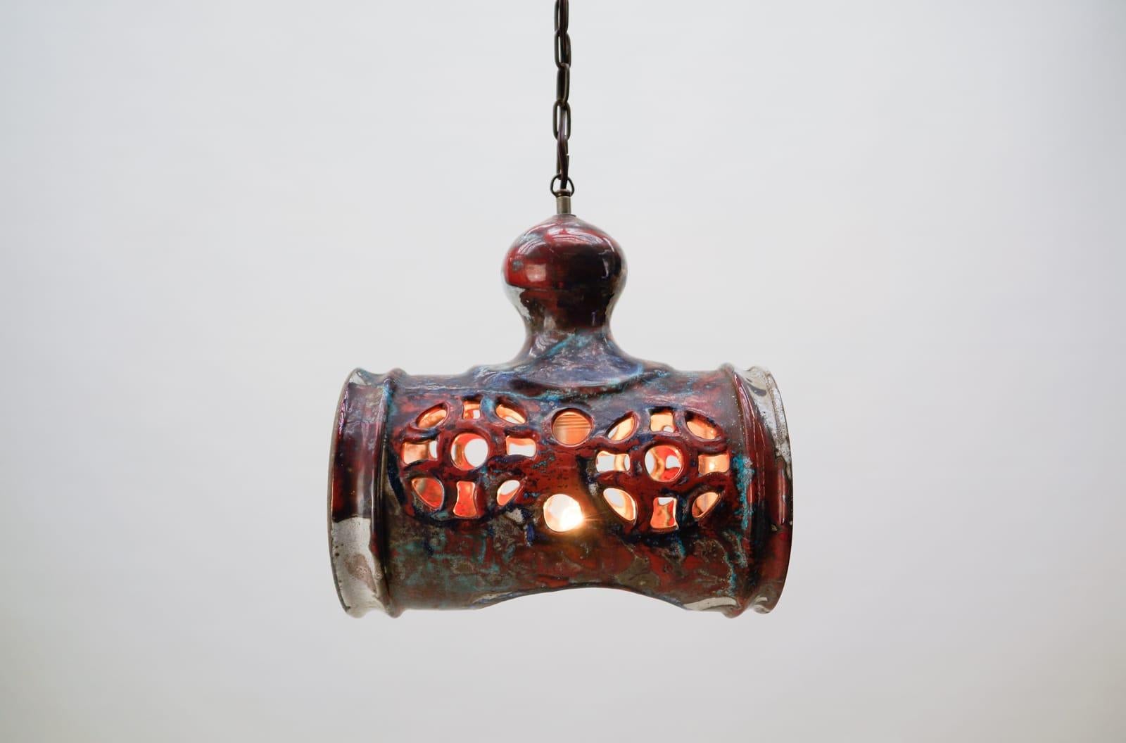 Large Unique Handmade Ceramic Hanging Lamp from the 1960s, Italy For Sale 2