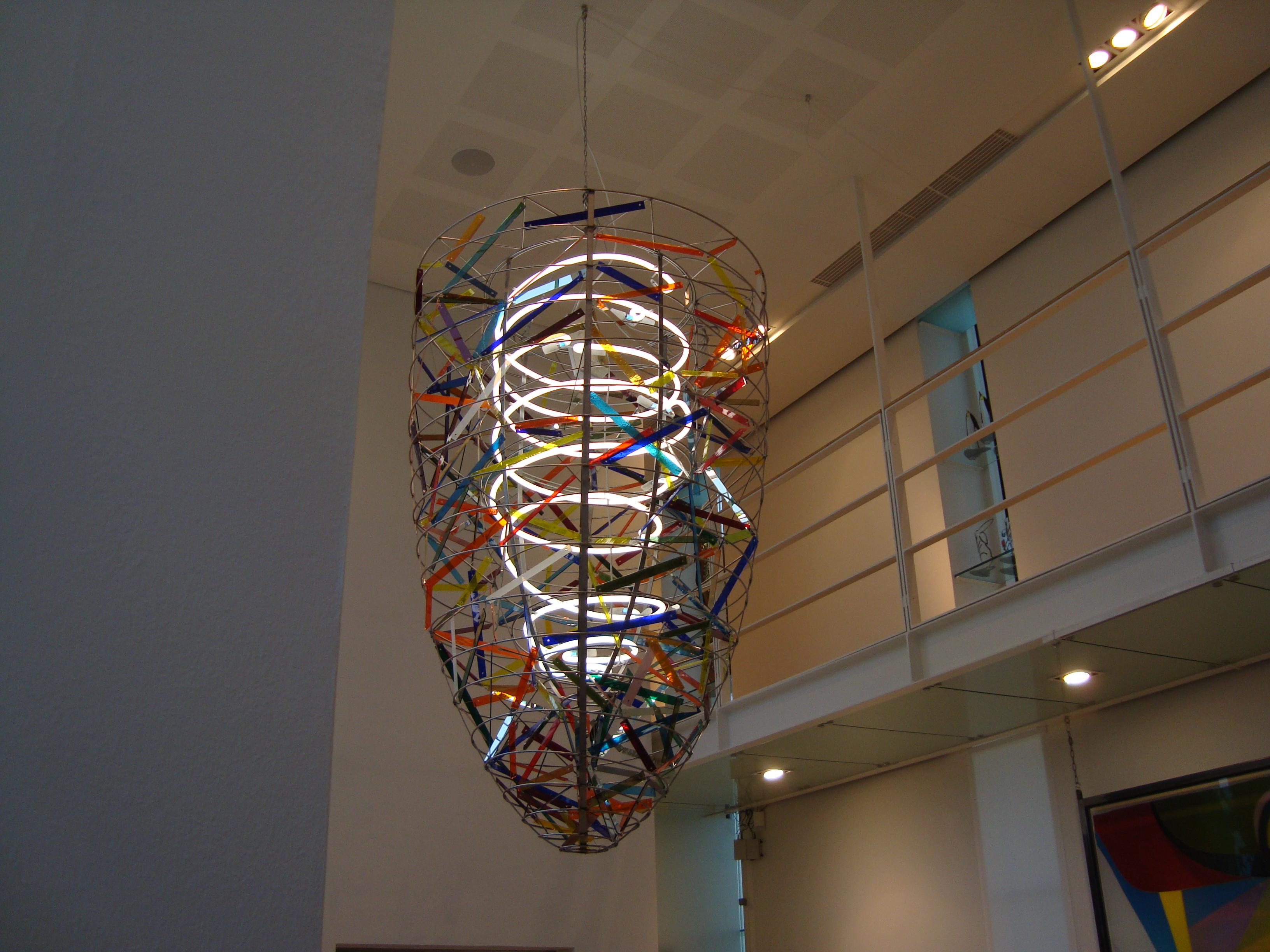 Large Unique Handmade Chandelier in Stained Glass and Steel In New Condition For Sale In Vordingborg, DK