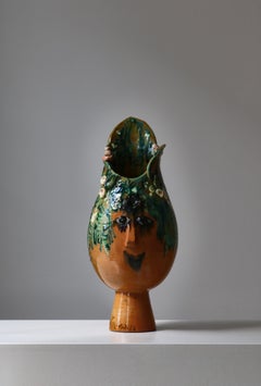 Large Unique Head Vase Bjørn Wiinblad Handmade Painted Ceramics, Denmark, 1961
