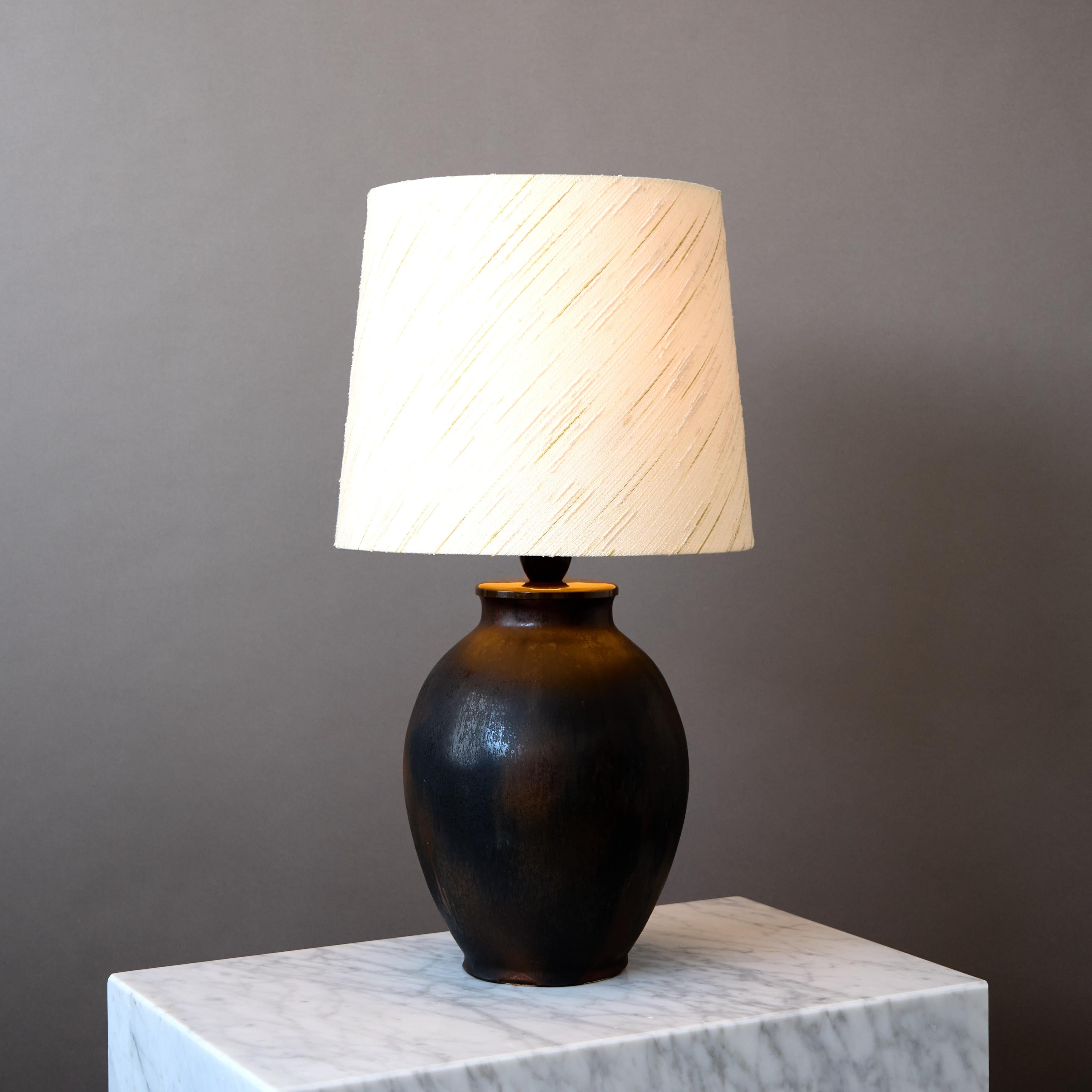 Art Déco Grande e unica lampada da tavolo in gres di Lotte Lindahl, Bing & Gröndahl Danimarca anni '30 in vendita