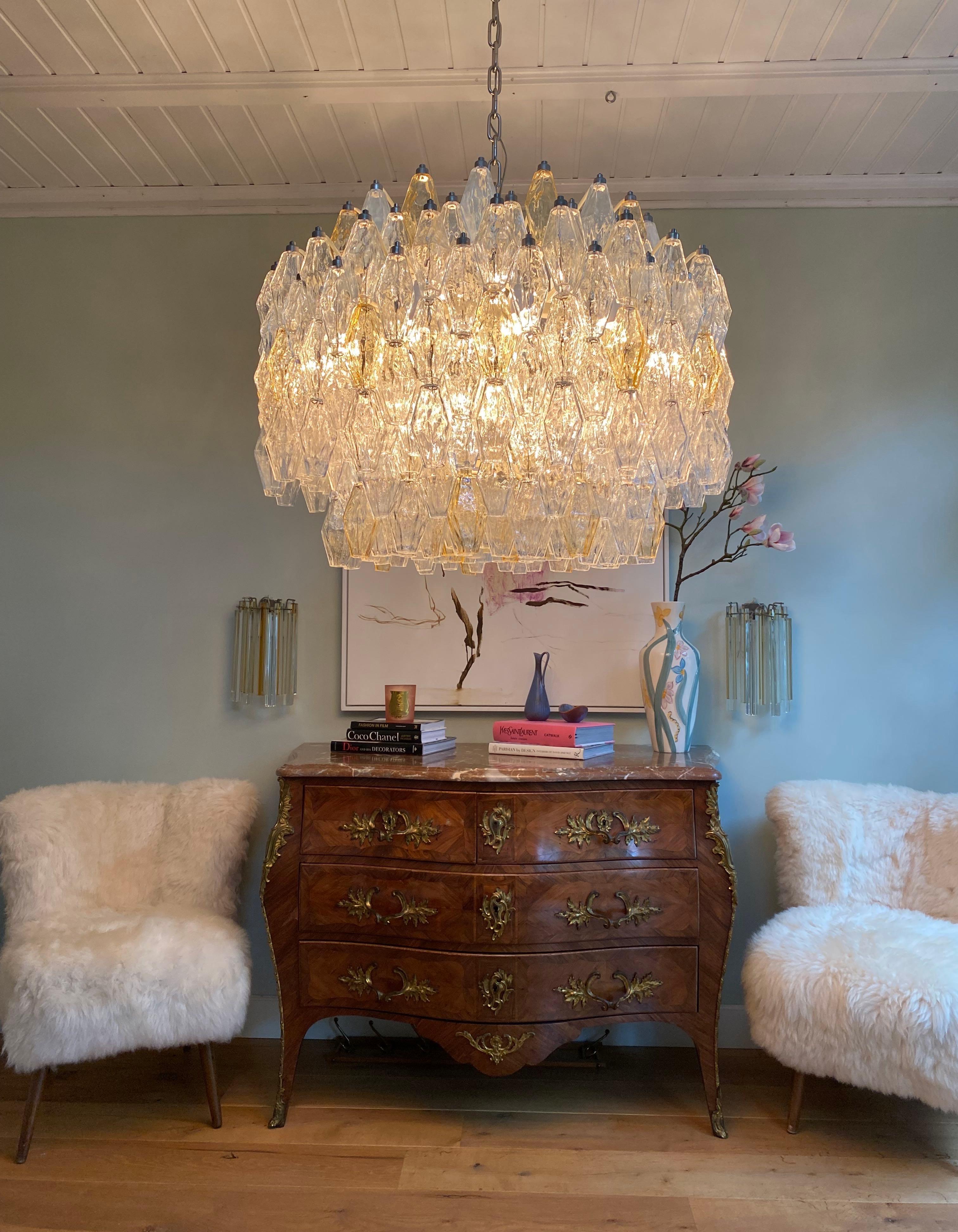 Grande lampadario unico di Murano della metà del secolo scorso Poliedri di Carlo Scarpa per Venini in vendita 3
