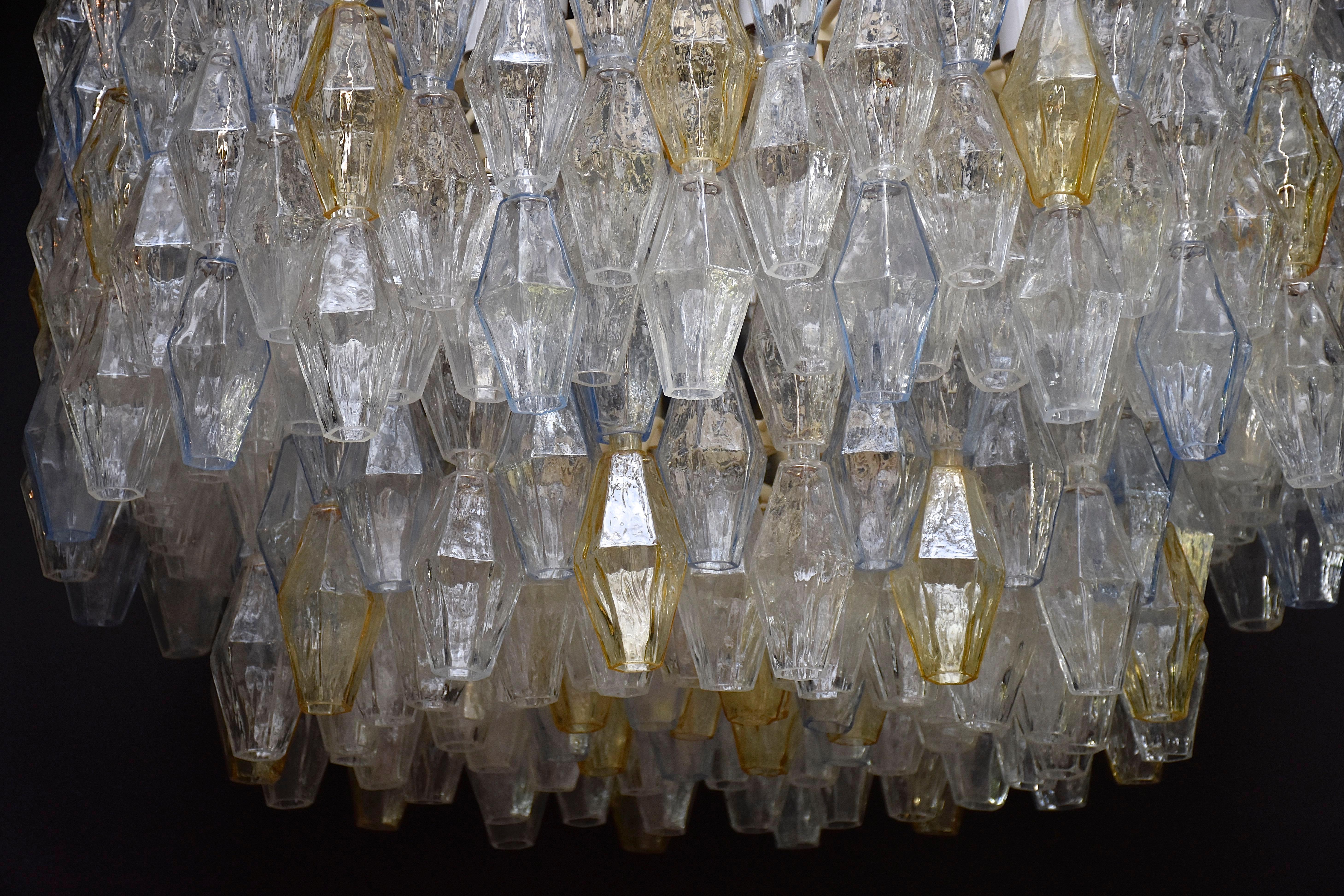 Mid-Century moderno Grande lampadario unico di Murano della metà del secolo scorso Poliedri di Carlo Scarpa per Venini in vendita