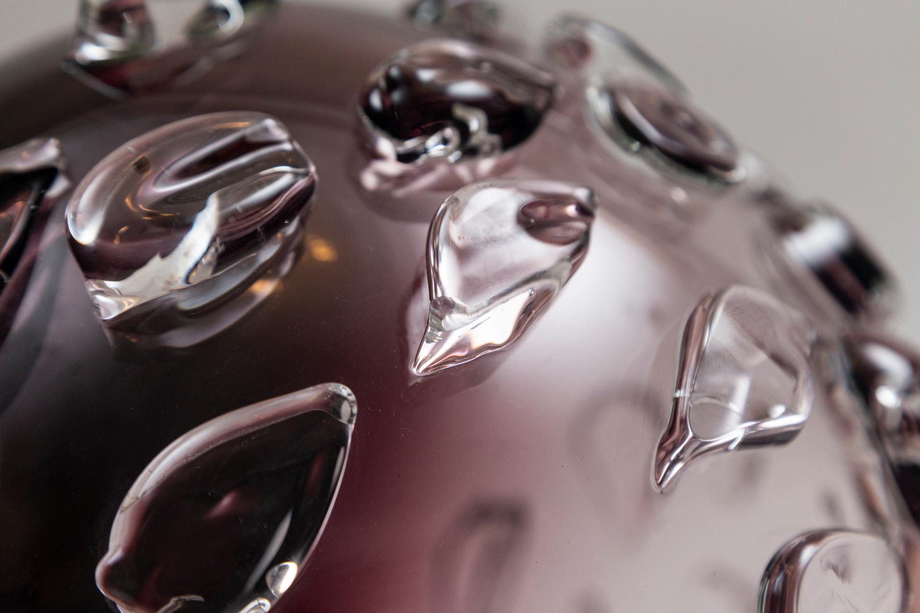 Blown Glass Large & Unique Modern Plum Blown Sculptural Vessel For Sale