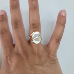 Large Unique Mother of Pearl Ring