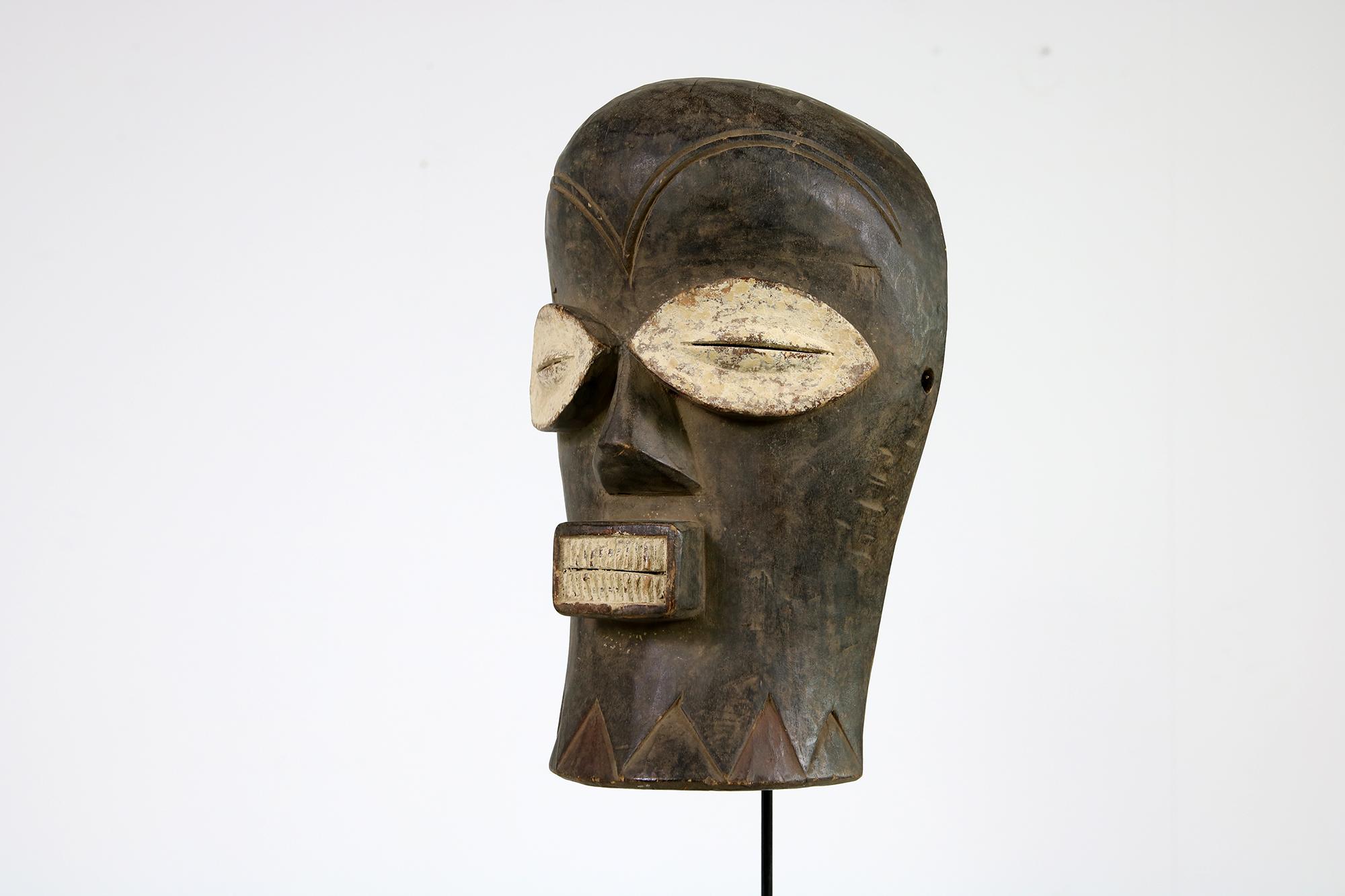 African Mask Bone Pendant Necklace Congo 22" 