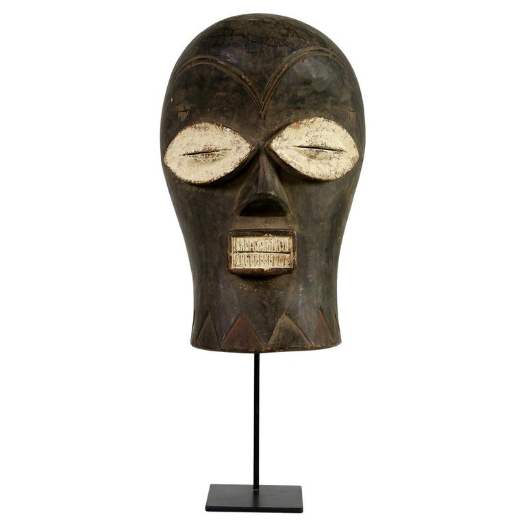 Large and Unique Old African Mask, Chokwe, Congo, Solid Wood, Hand
