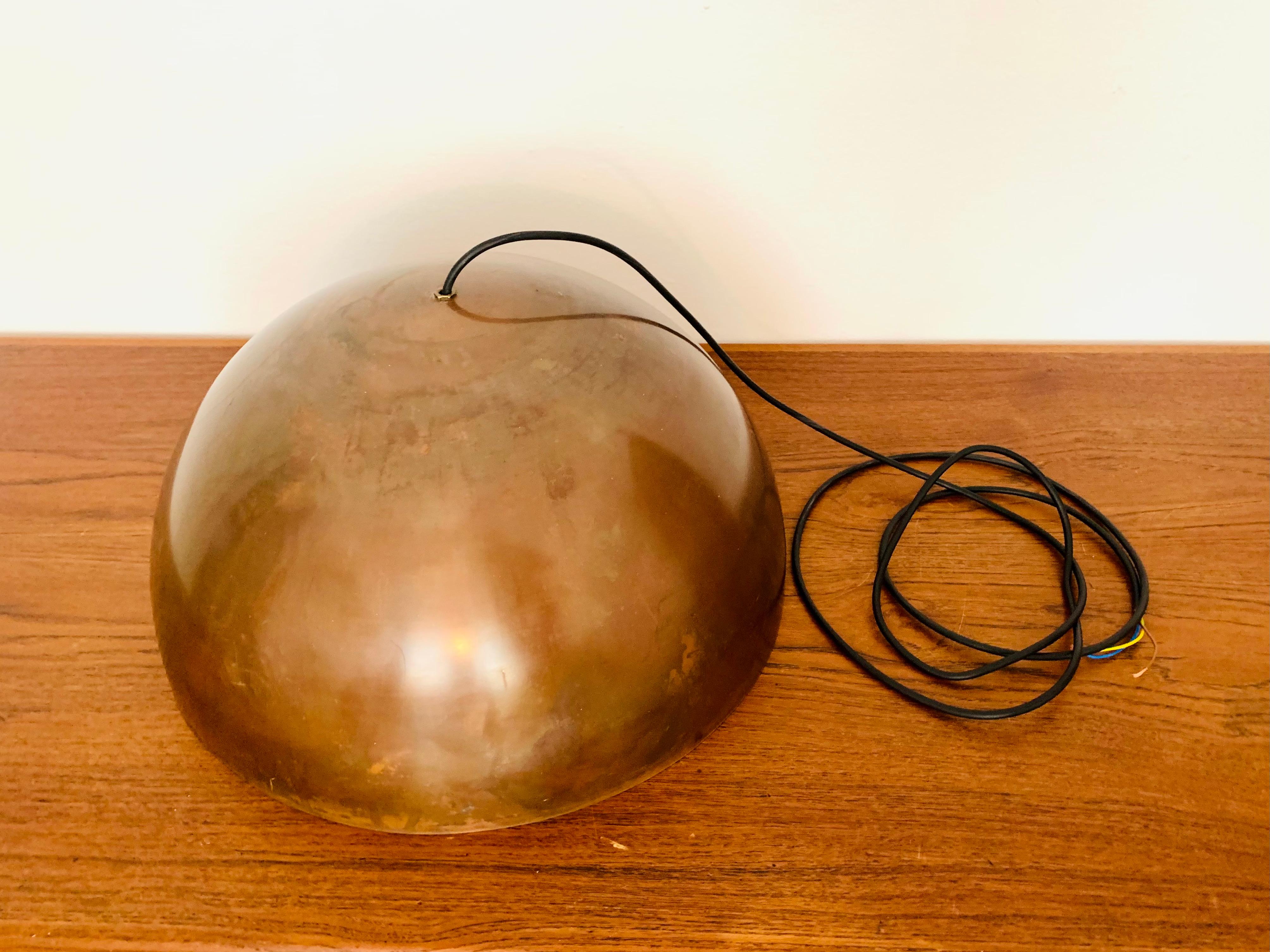 Large Unique Patinated Copper Dome Pendant Lamp by Beisl For Sale 5