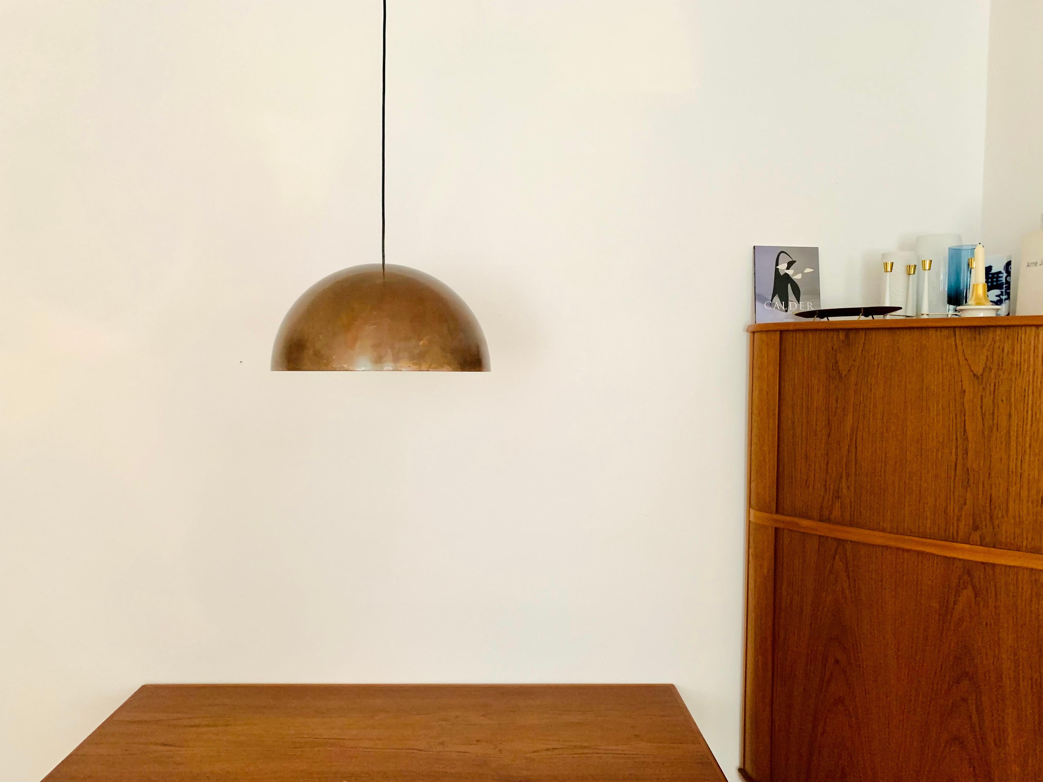 German Large Unique Patinated Copper Dome Pendant Lamp by Beisl For Sale