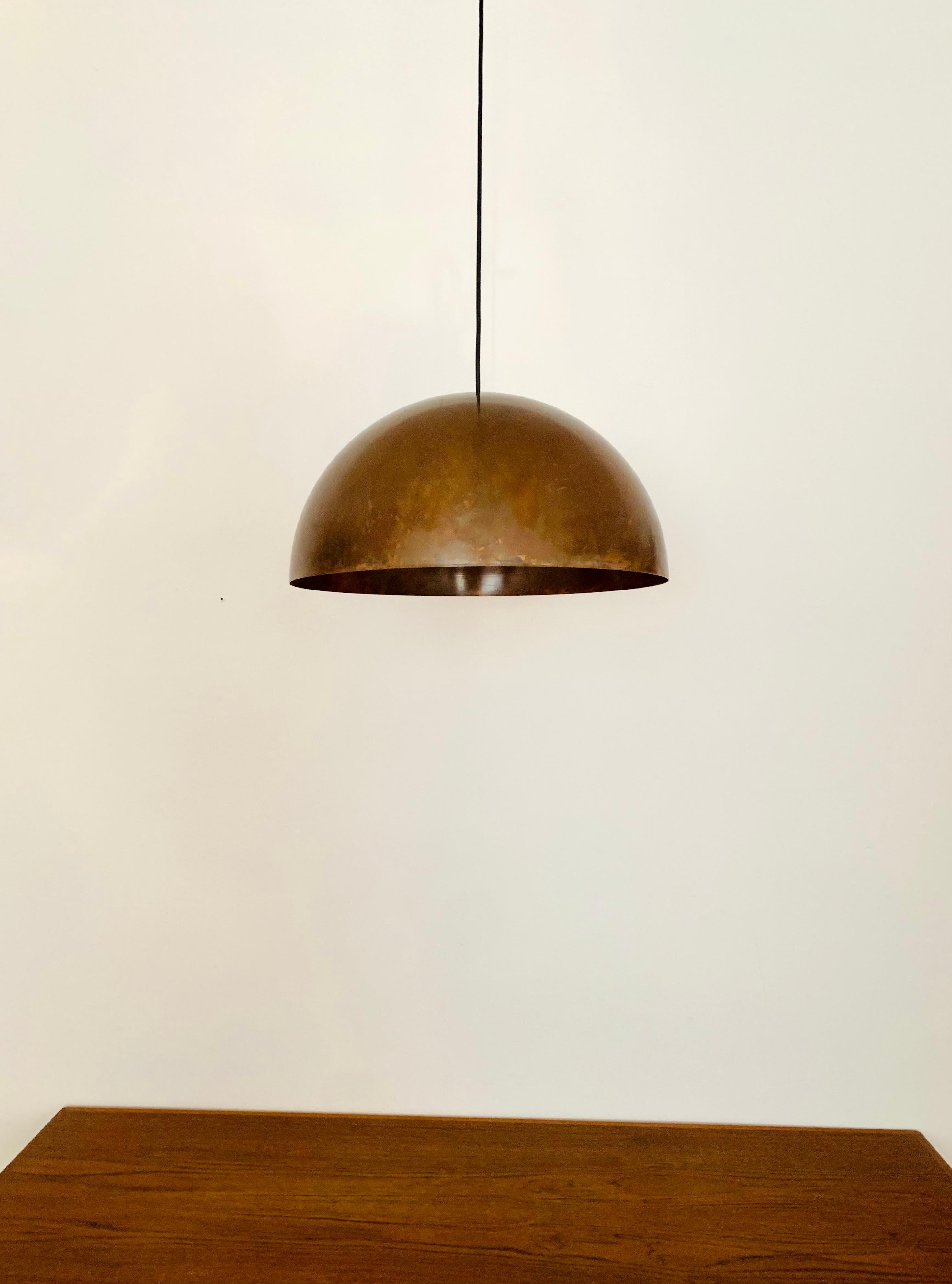 Large Unique Patinated Copper Dome Pendant Lamp by Beisl In Good Condition For Sale In München, DE
