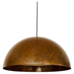 Vintage Large Unique Patinated Copper Dome Pendant Lamp by Beisl