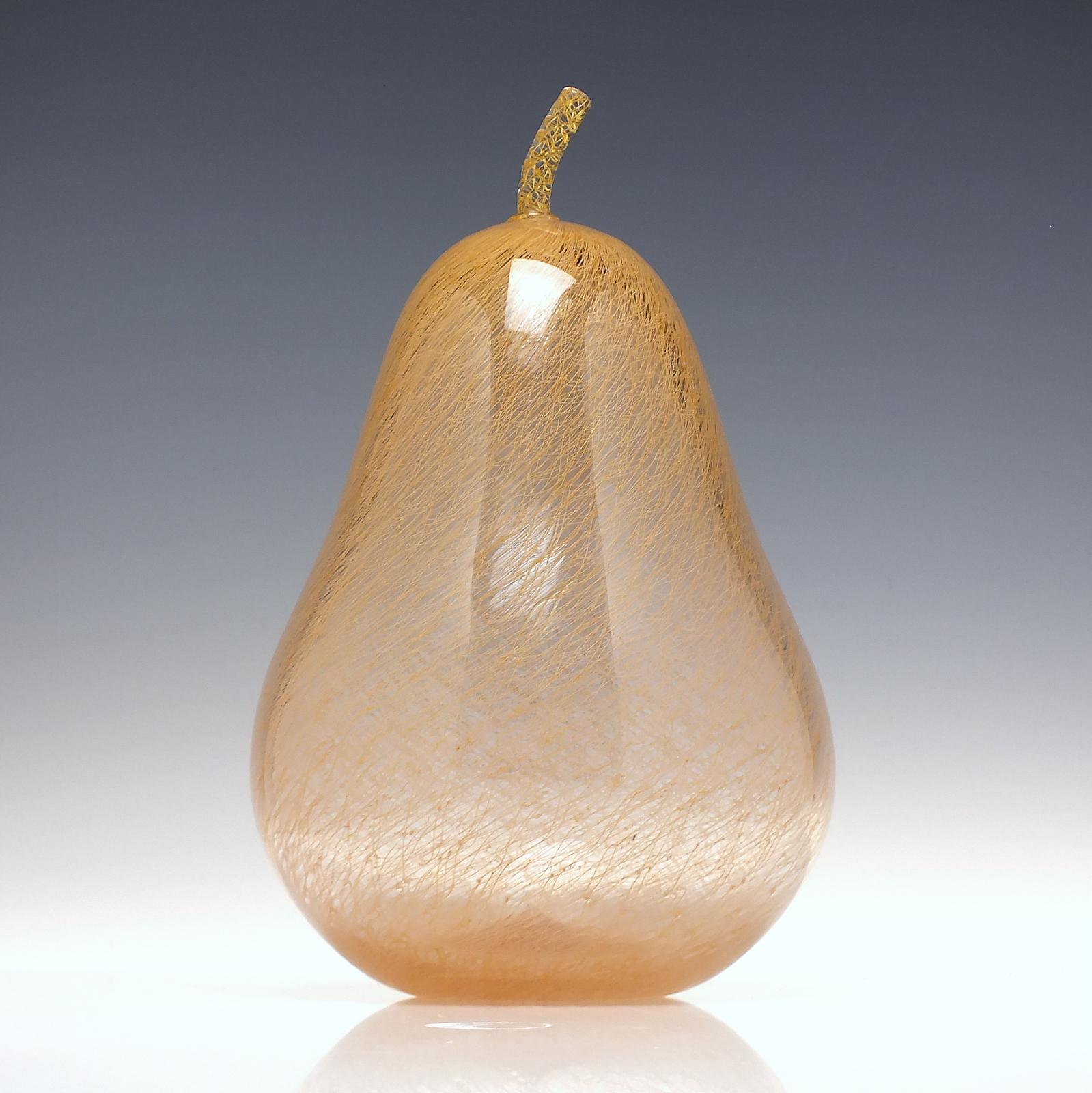 Hand-Crafted Large Unique Scottish Mike Hunter Merletto Glass Pear 2012 For Sale