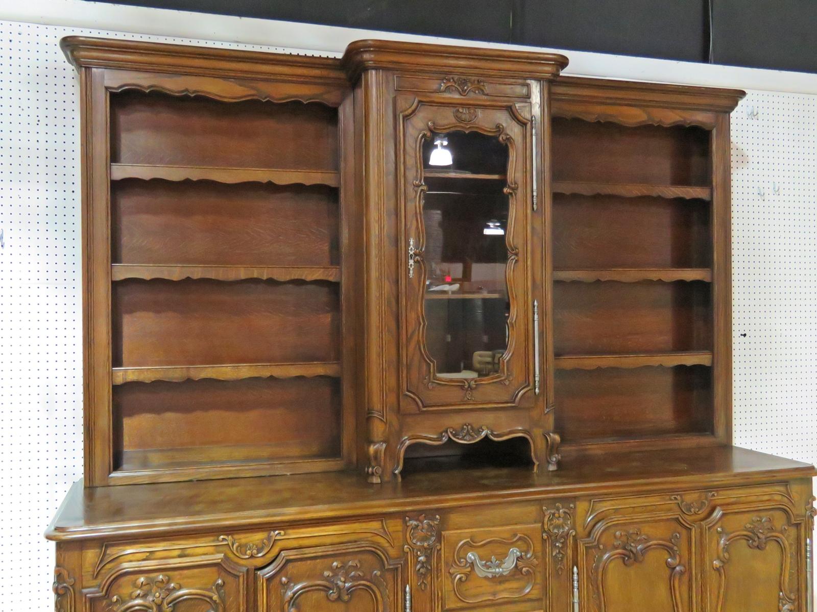 Early 20th Century Large Unique Sold Walnut French Louis XV Carved China Cabinet Sideboard C1920 For Sale