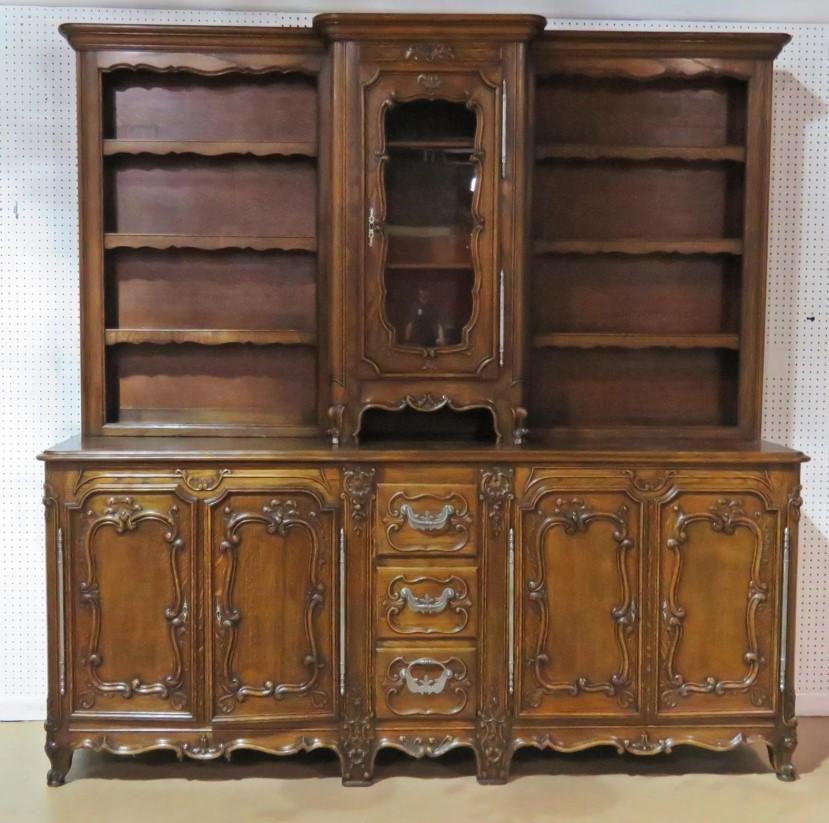 Large Unique Sold Walnut French Louis XV Carved China Cabinet Sideboard C1920 For Sale 1