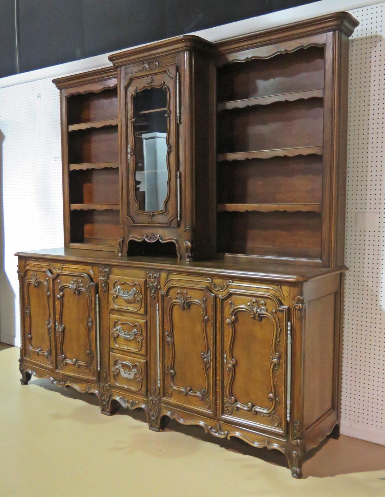 Large Unique Sold Walnut French Louis XV Carved China Cabinet Sideboard C1920 For Sale 2