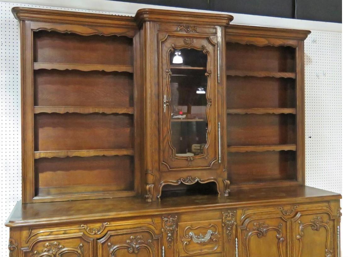 Large Unique Sold Walnut French Louis XV Carved China Cabinet Sideboard C1920 For Sale 3