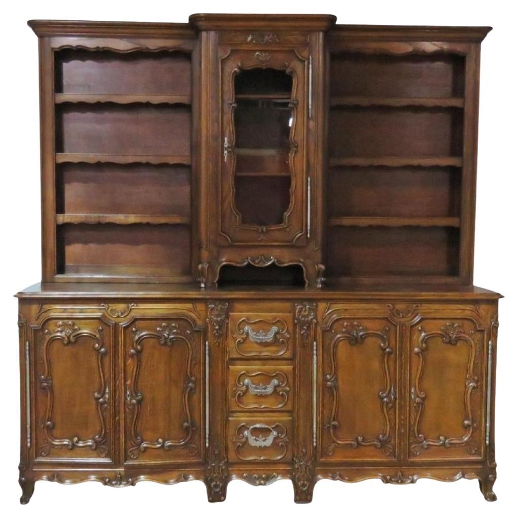 Large Unique Sold Walnut French Louis XV Carved China Cabinet Sideboard C1920