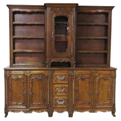 Large Unique Sold Walnut French Louis XV Carved China Cabinet Sideboard C1920