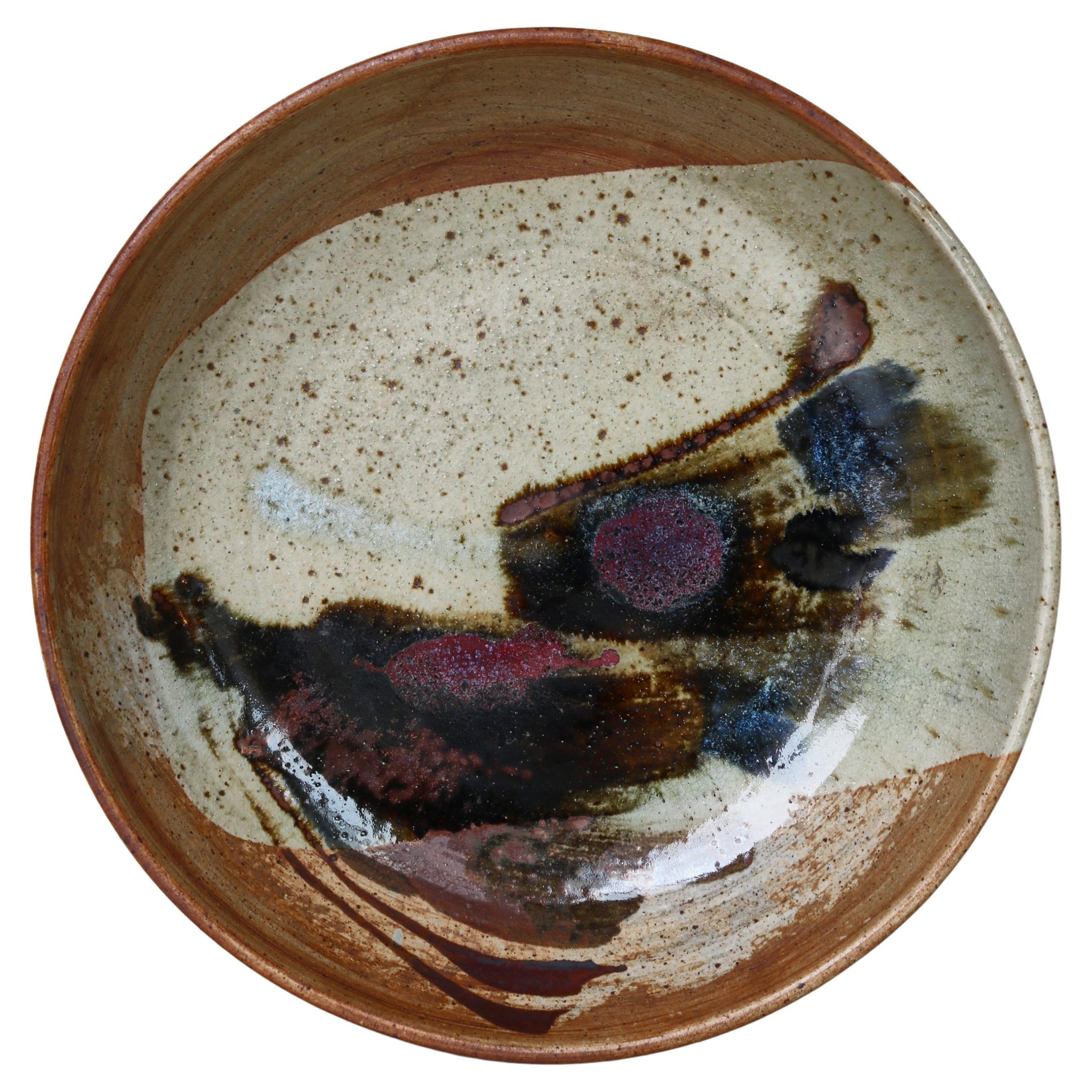 Large Unique Stoneware Bowl by Conny Walther, Danish Modern, 1960s For Sale
