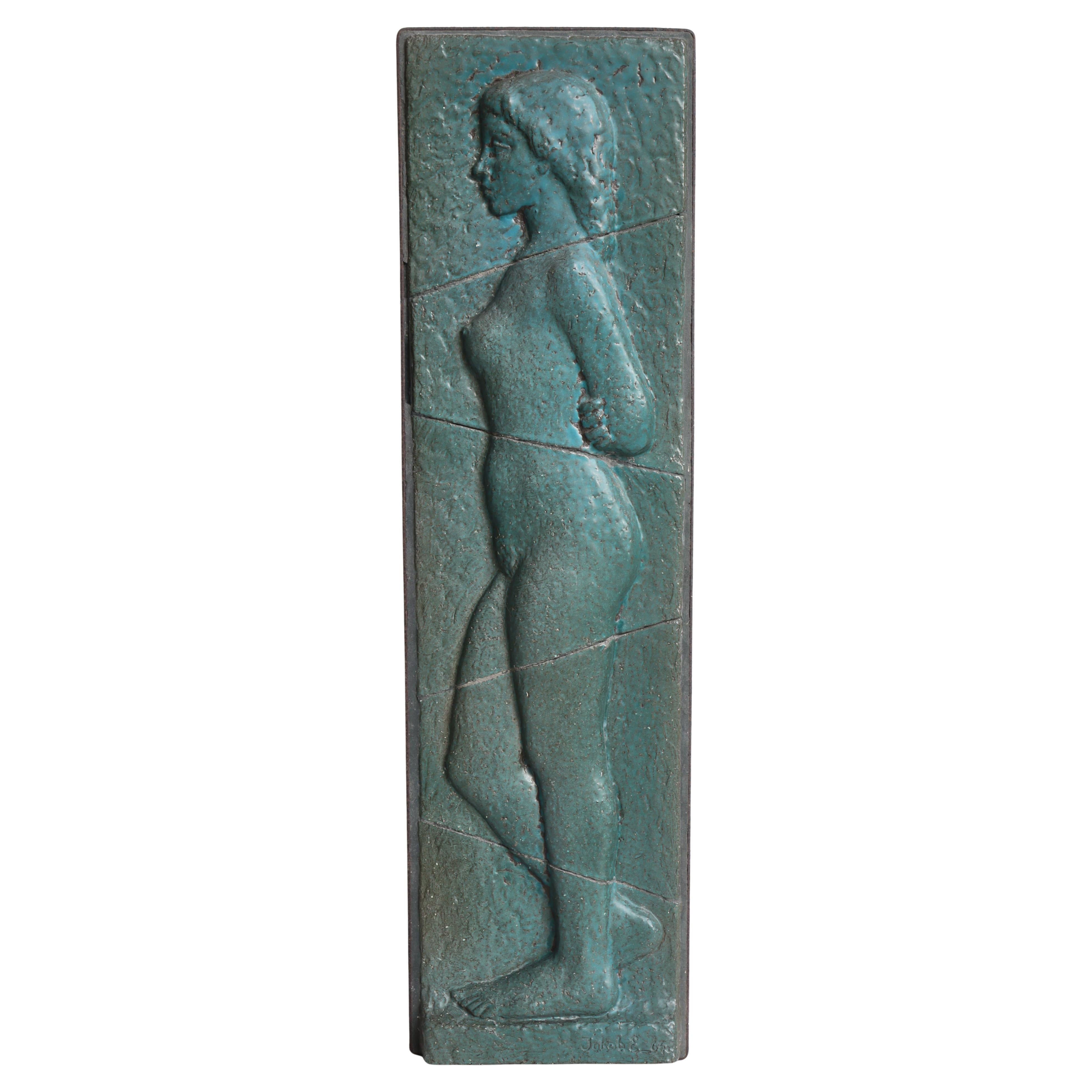 Großes einzigartiges Wandrelief einer Frau aus Steingut von Niels Jakob Eriksen, Dänemark 1965 im Angebot