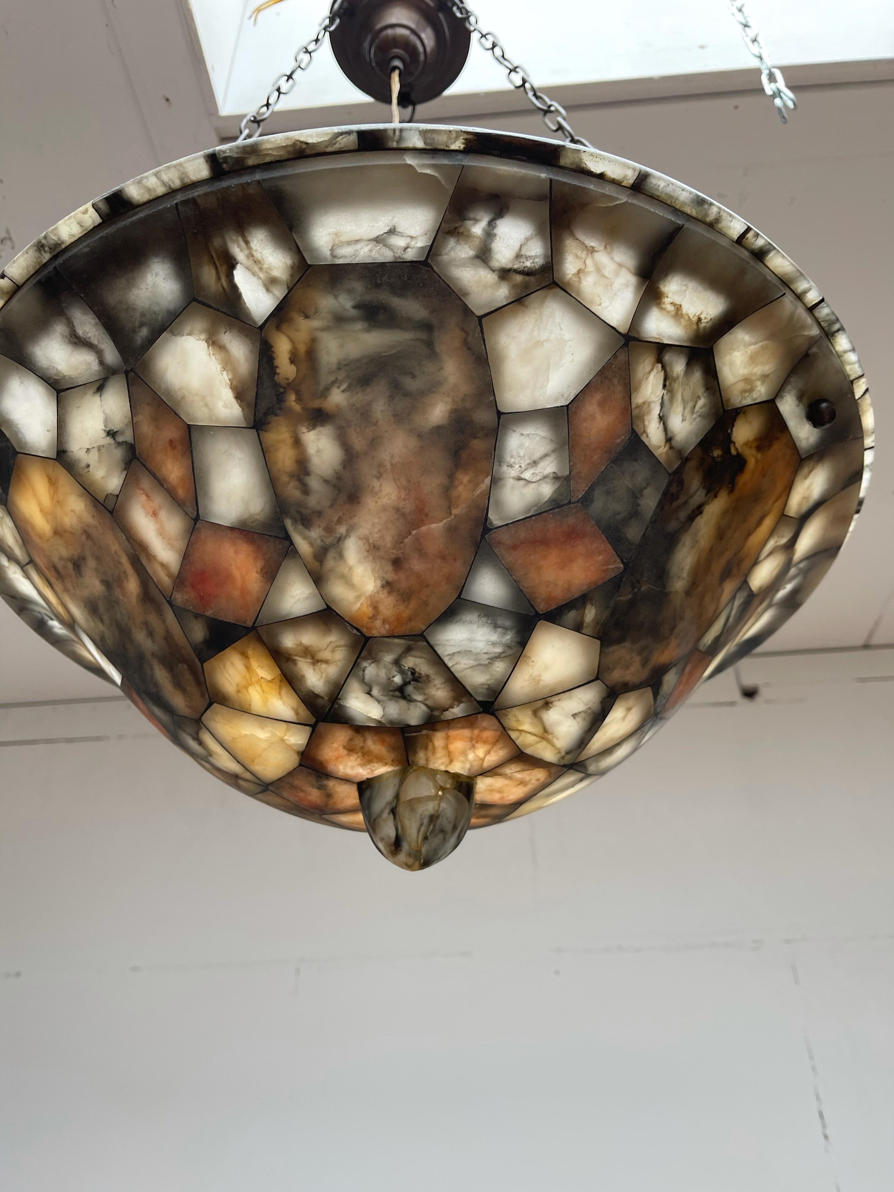 Large, Unique & Truly Exceptional Mosaic Design Alabaster Pendant / Flush Mount 6