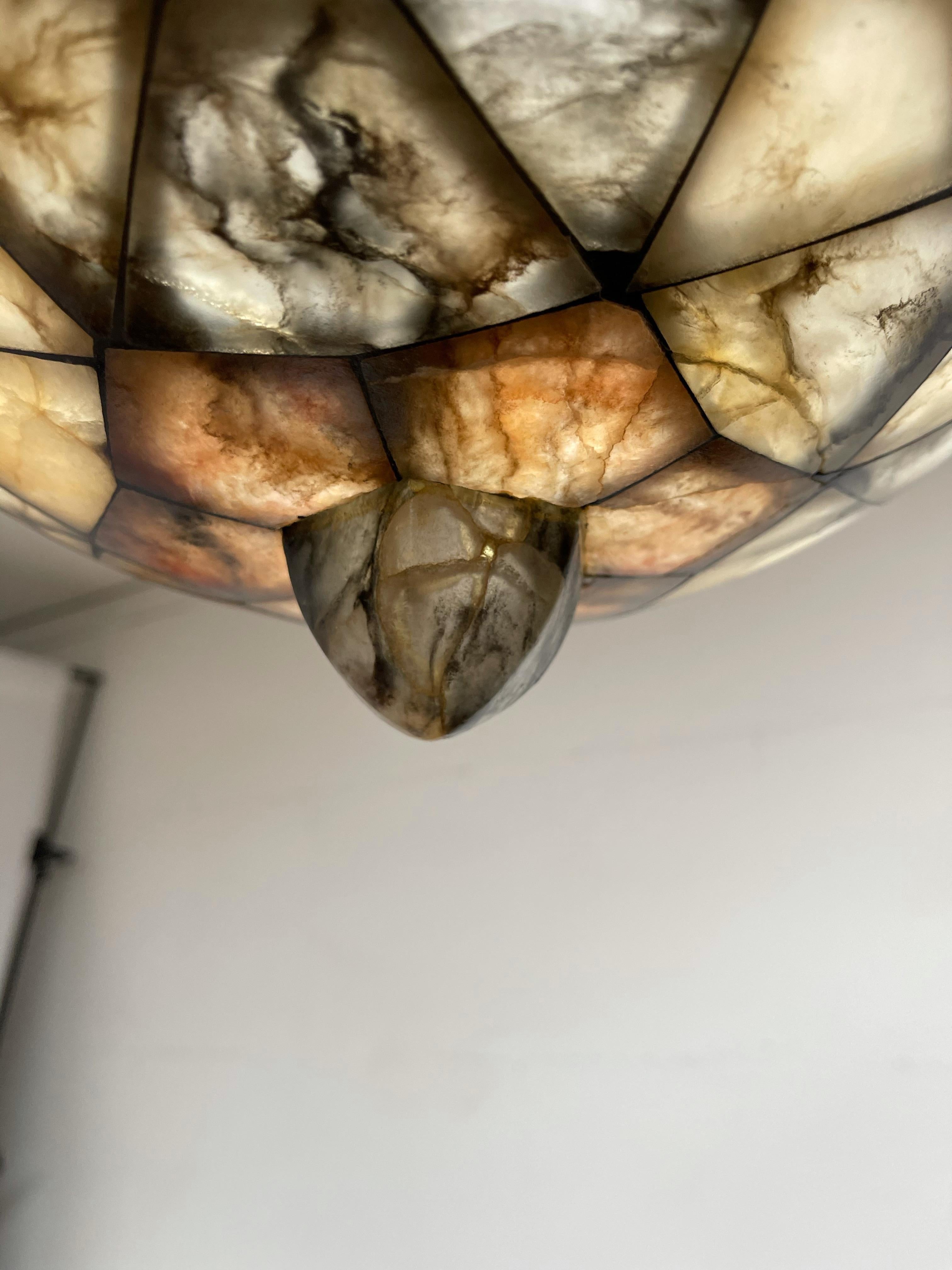 Large, Unique & Truly Exceptional Mosaic Design Alabaster Pendant / Flush Mount 7