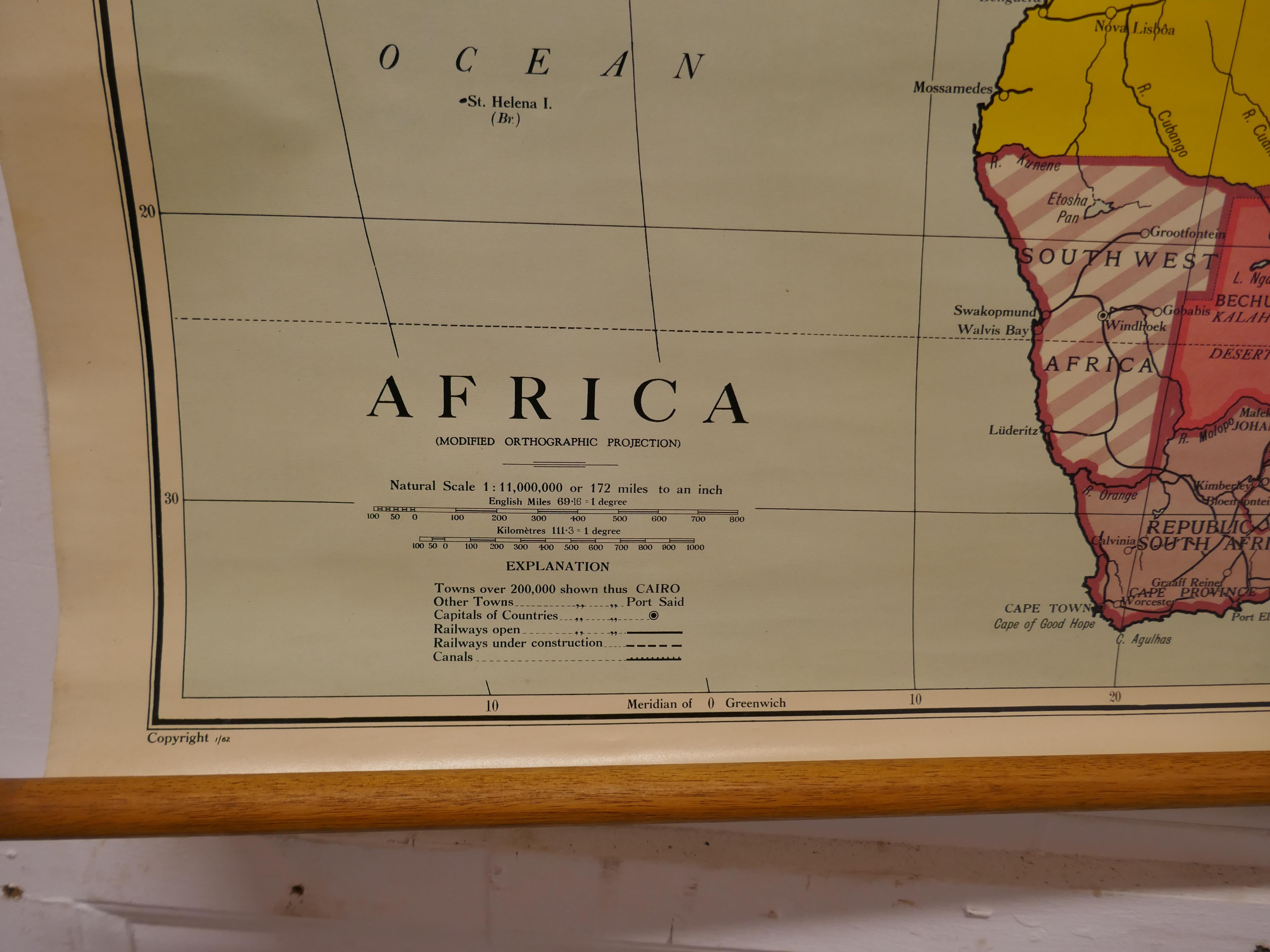 Large university chart “Physical Map of Africa” by Bacon

W&A K Johnston’s Charts of Physical Maps By G W Bacon,

This is colorful Physical map of North America, it is large lithograph set on Linen mounted on wooden rods, the chart is in very