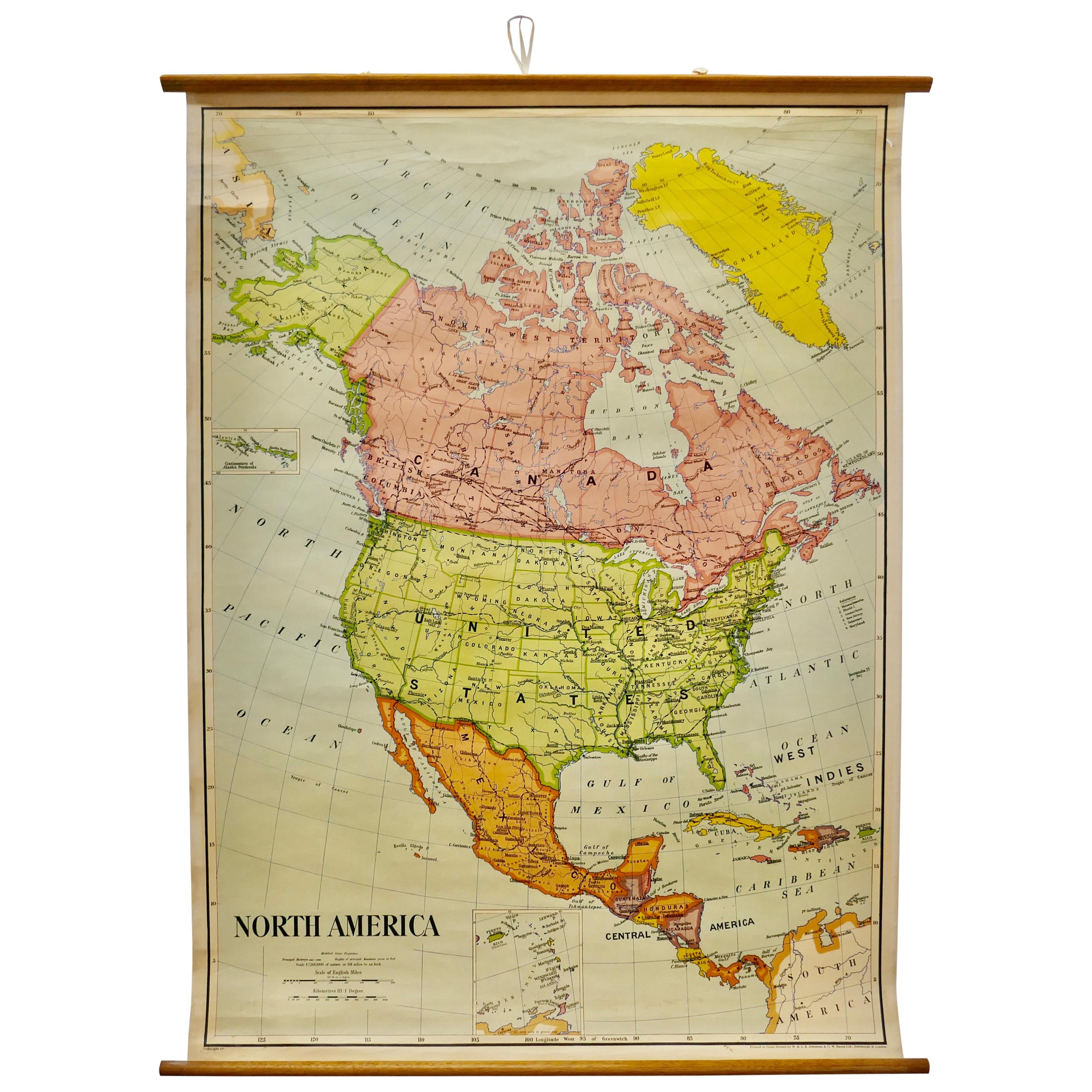 Large University Chart “Political Map of North America” by Bacon