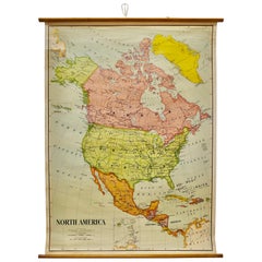 Antique Large University Chart “Political Map of North America” by Bacon